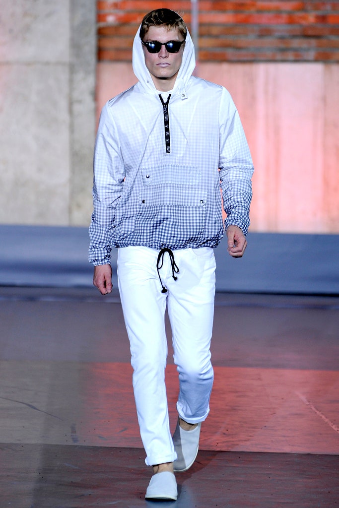 blue and white relaxed hoodie