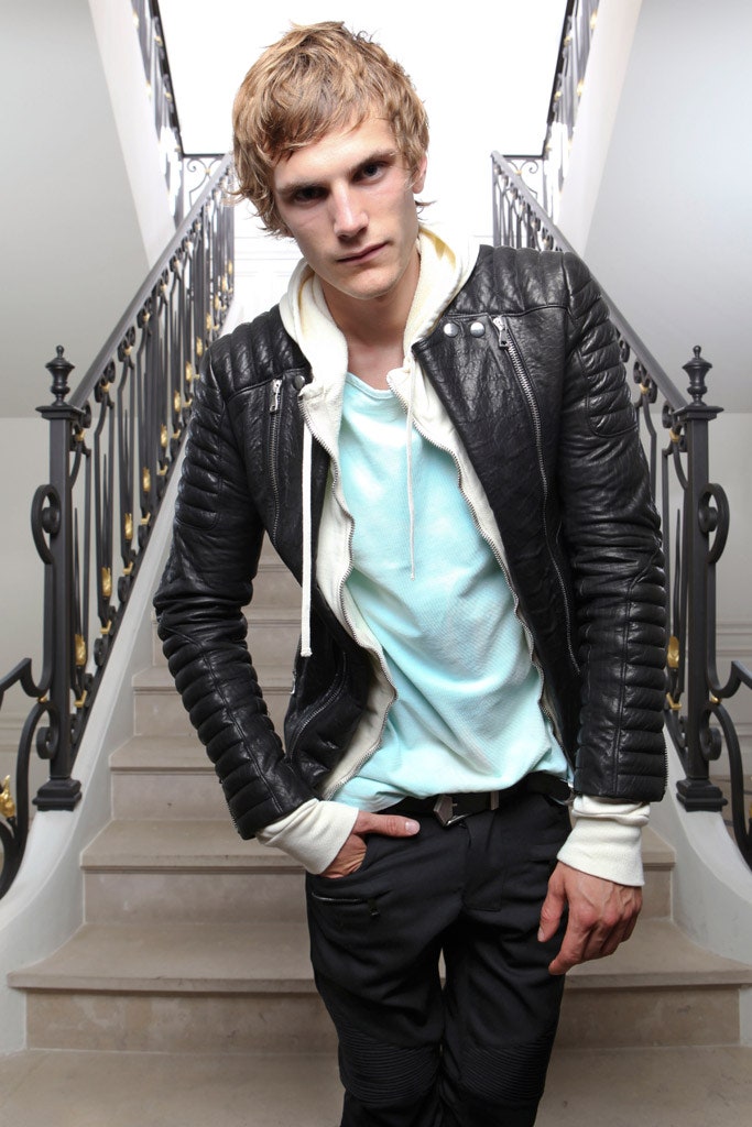 black leather jacket with hoodie