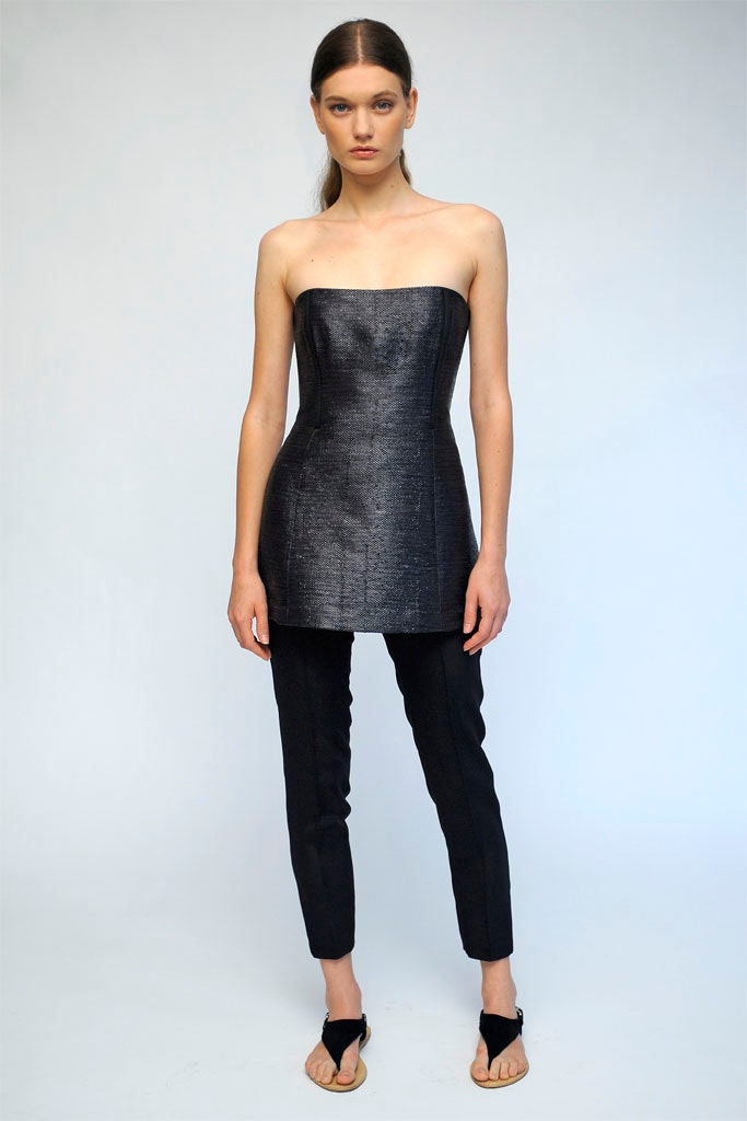 black unknown strapless structured textured mini mini-dress