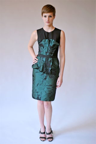 green belted sleeveless dress