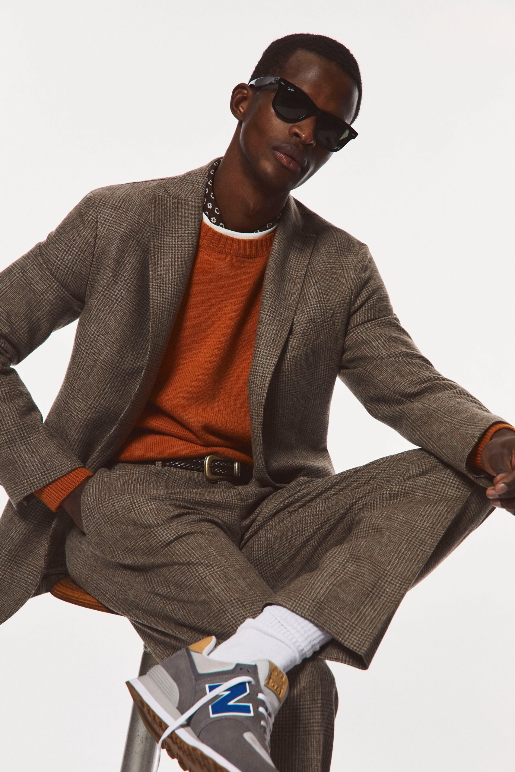 brown checked tailored blazer