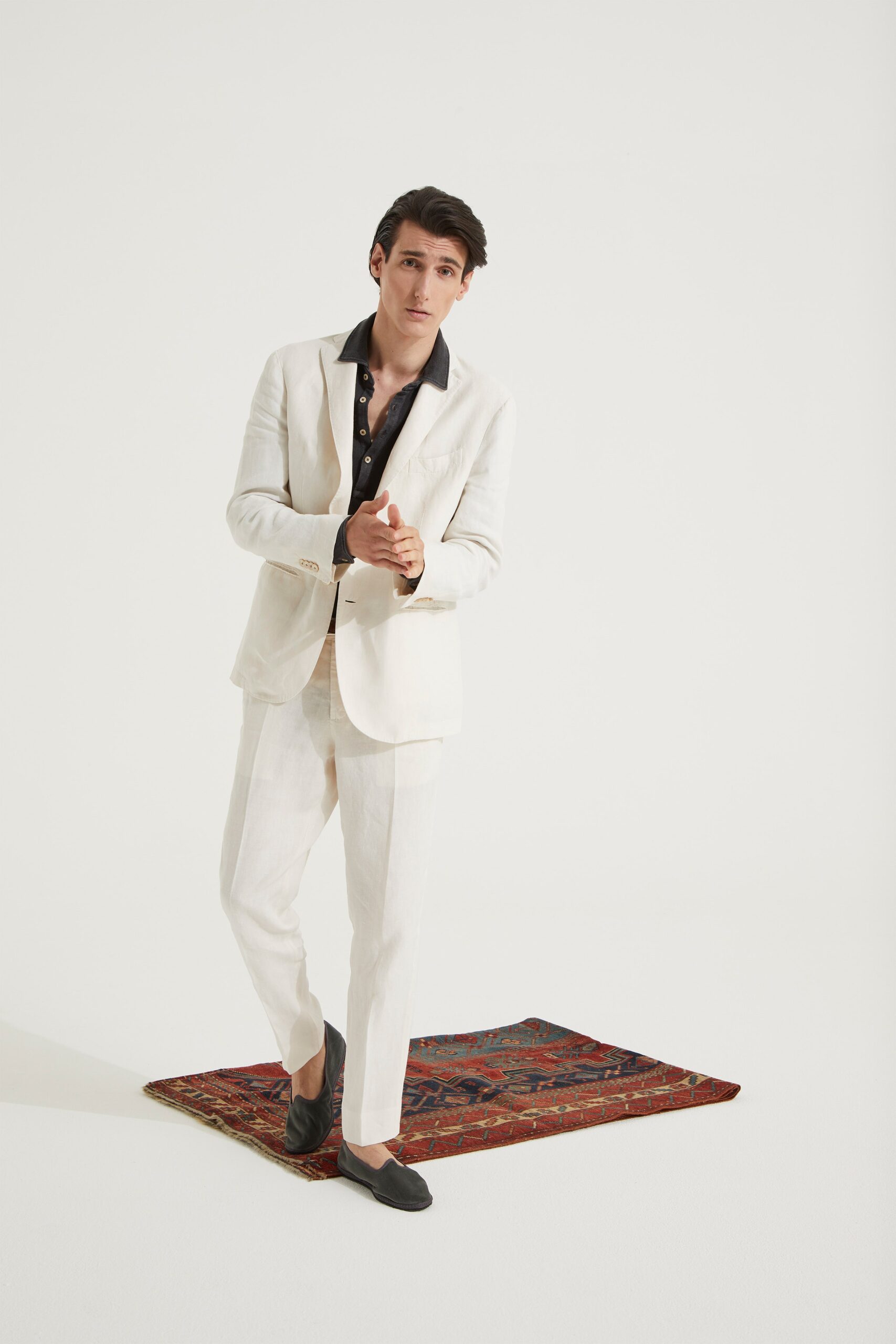 ivory linen tailored blazer