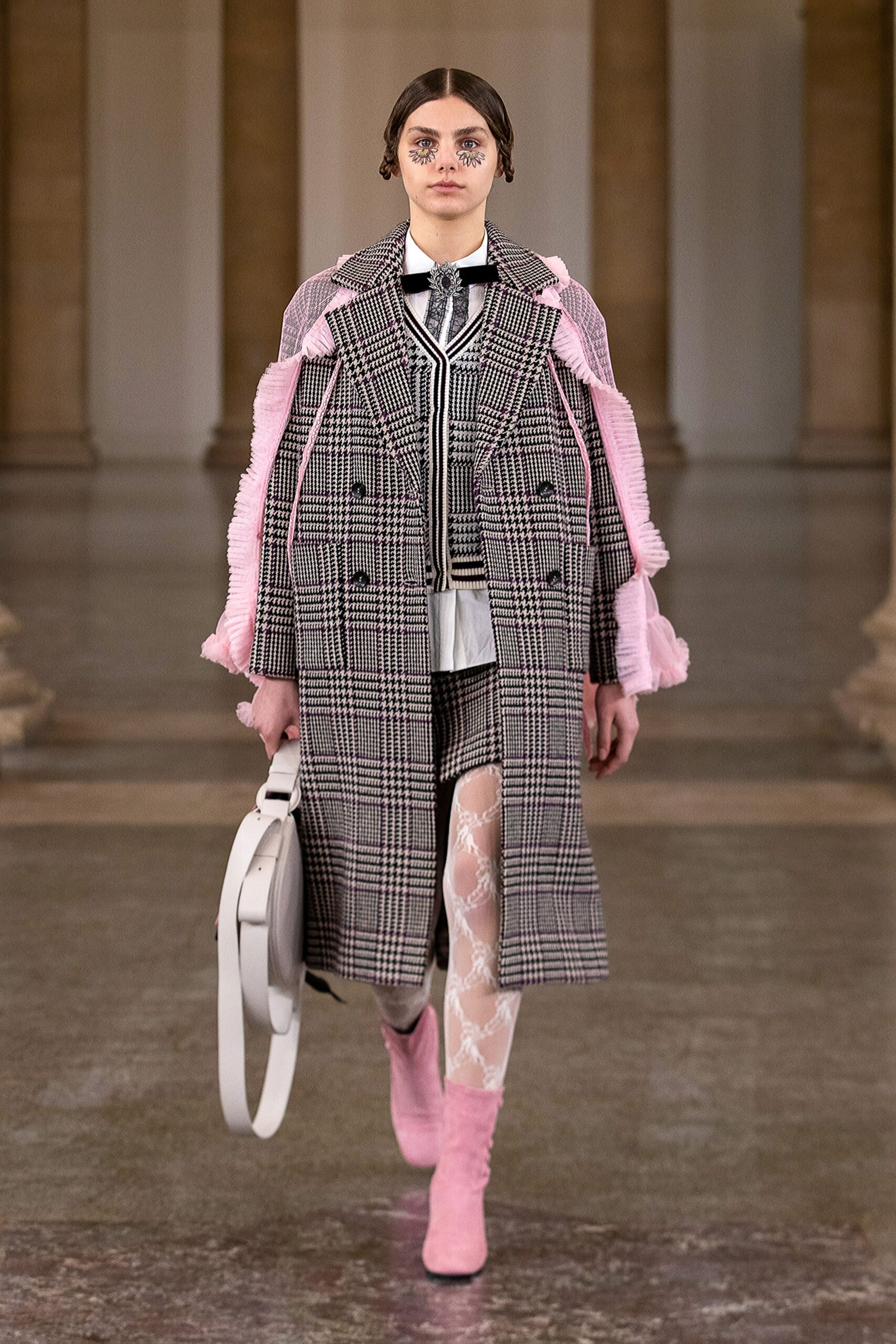 checked oversized wool coat
