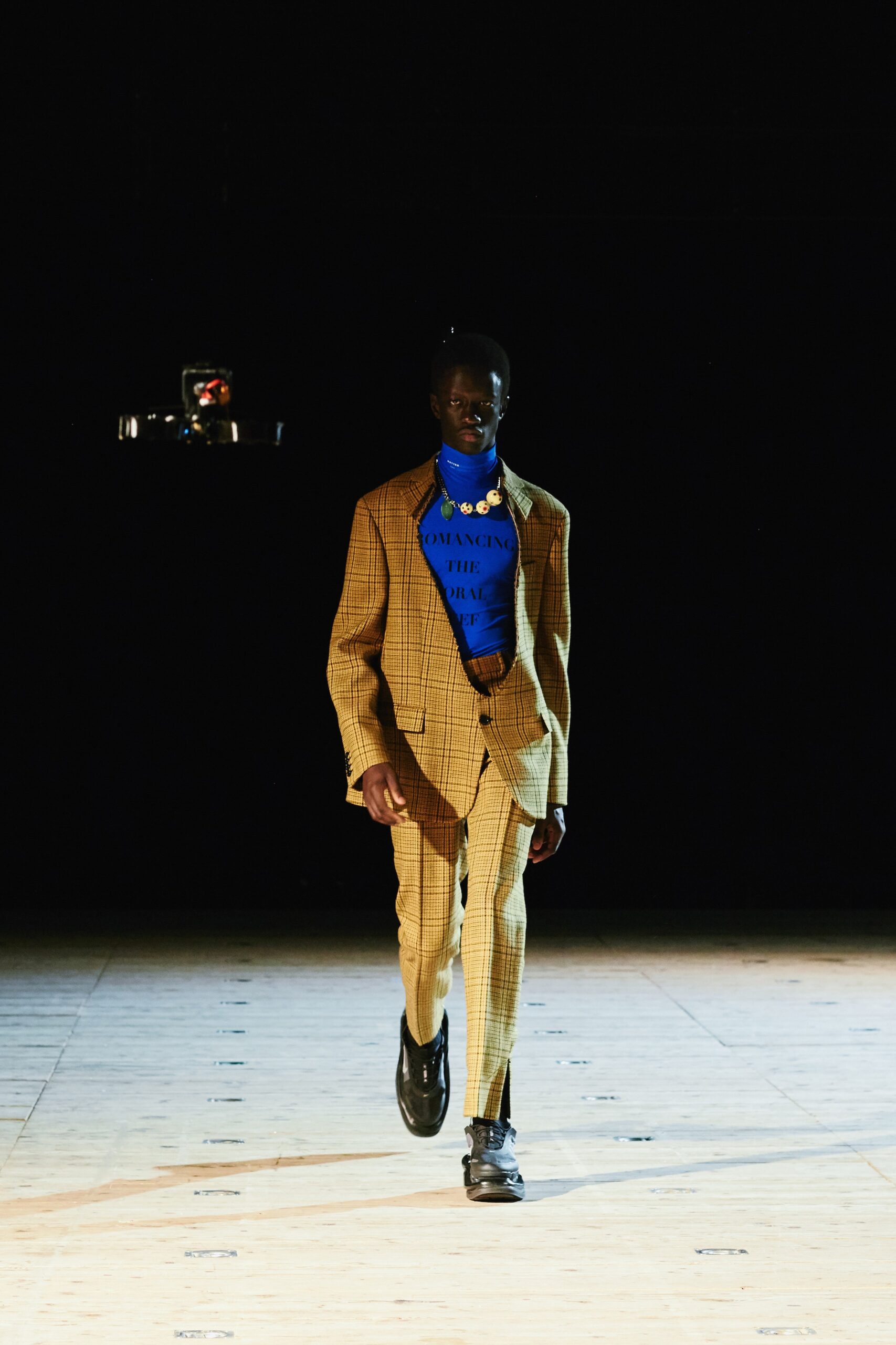 yellow checked tailored blazer
