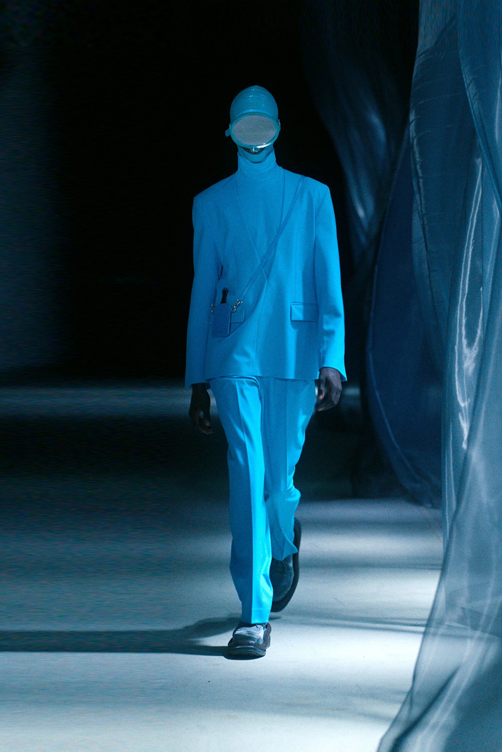 blue tailored blazer and trousers