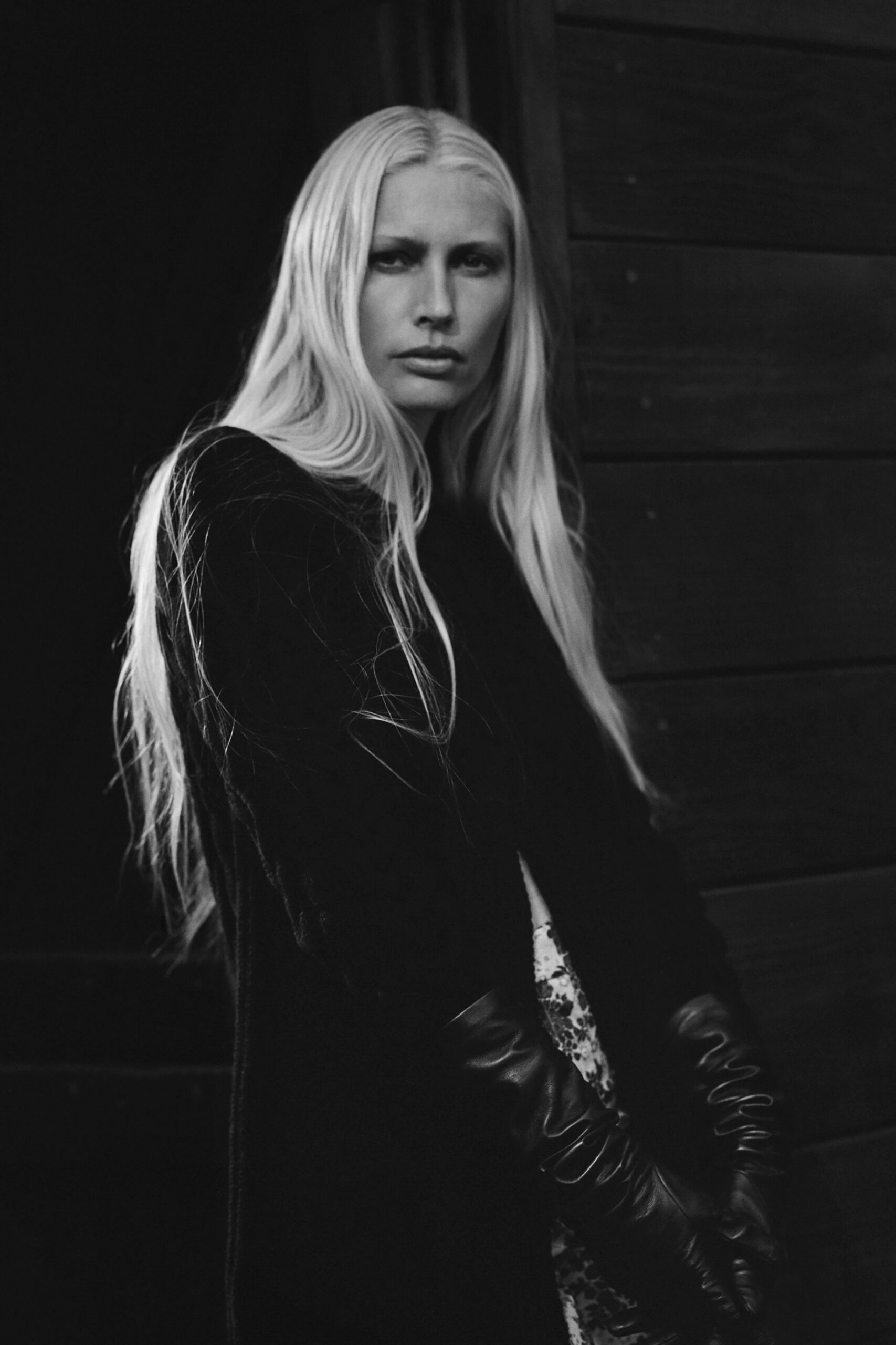 black open-front coat