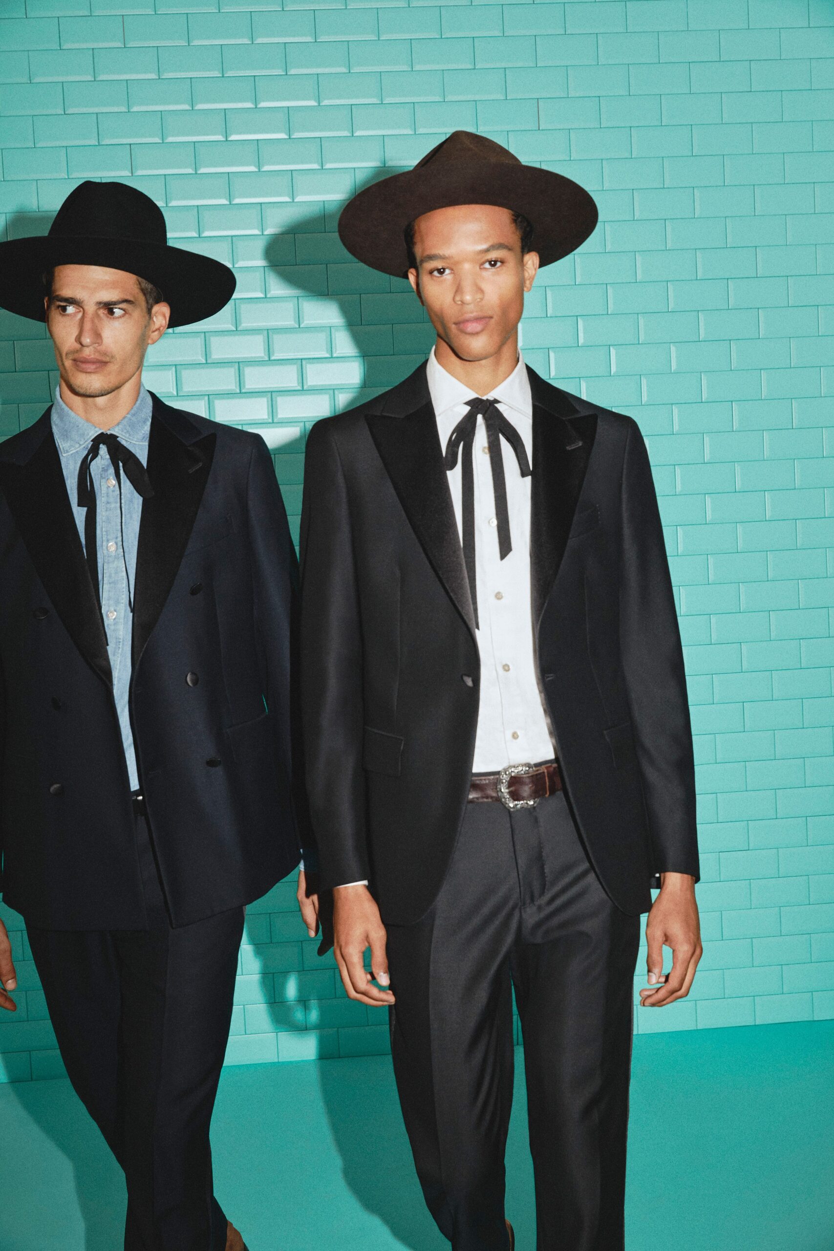 black tailored blazer with ribbon tie
