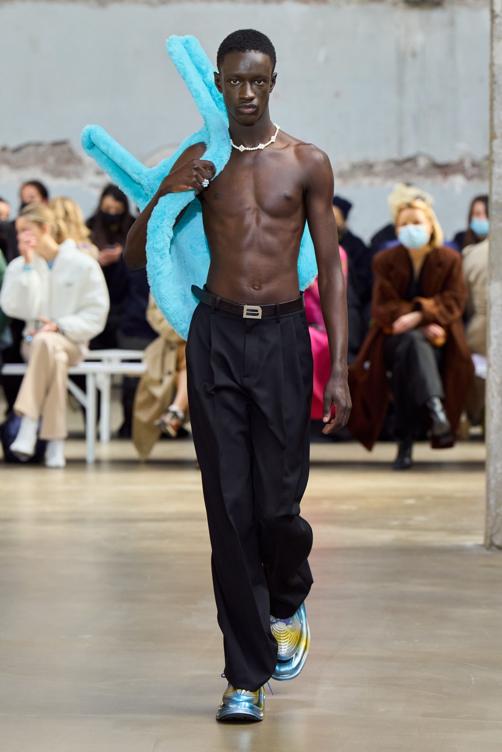 black wide-leg trousers