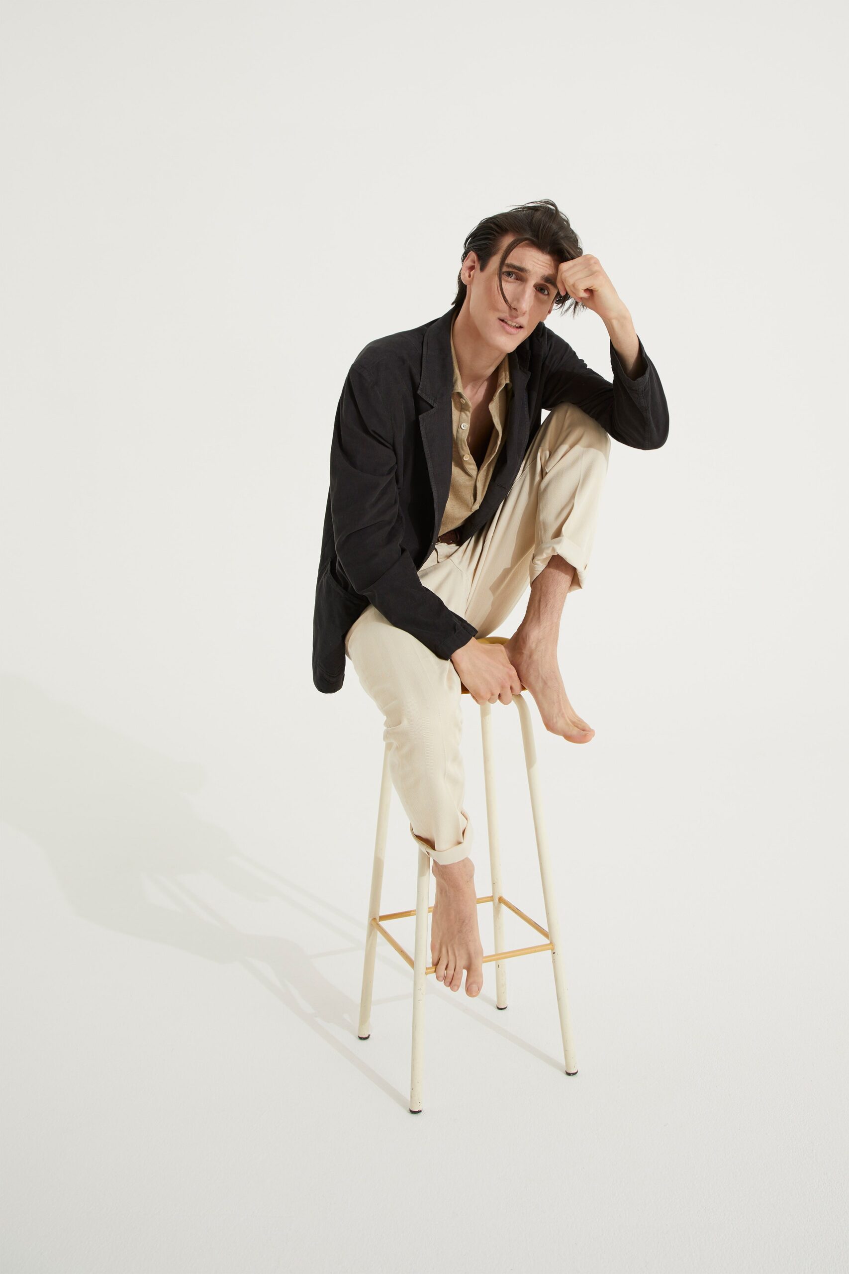 black tailored open-front blazer