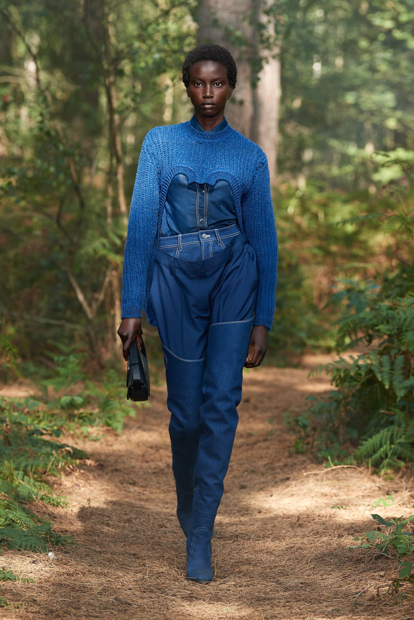 blue denim buckled belt