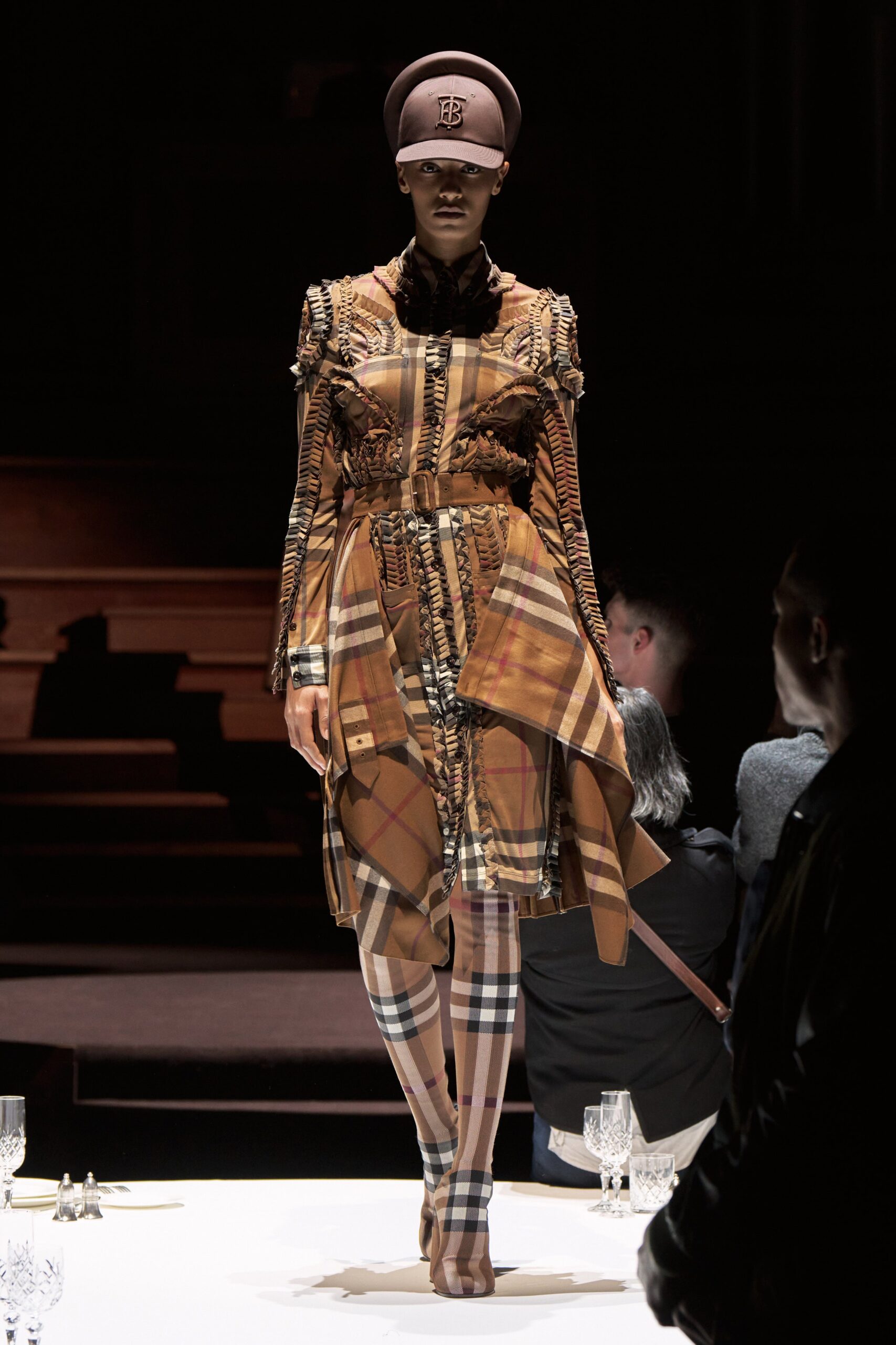 brown unknown checked pointed-toe boots