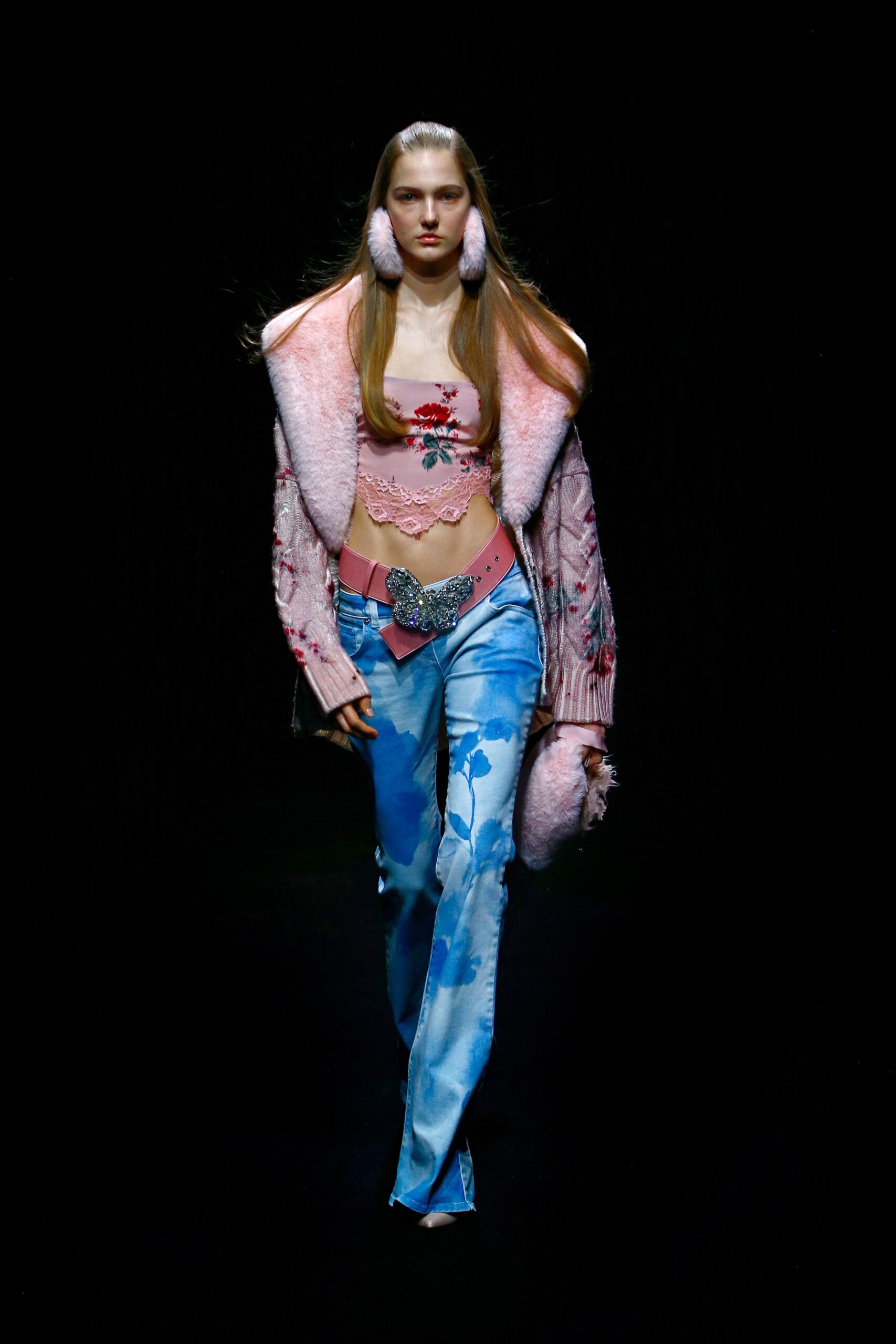pink leather embellished buckled shiny belt