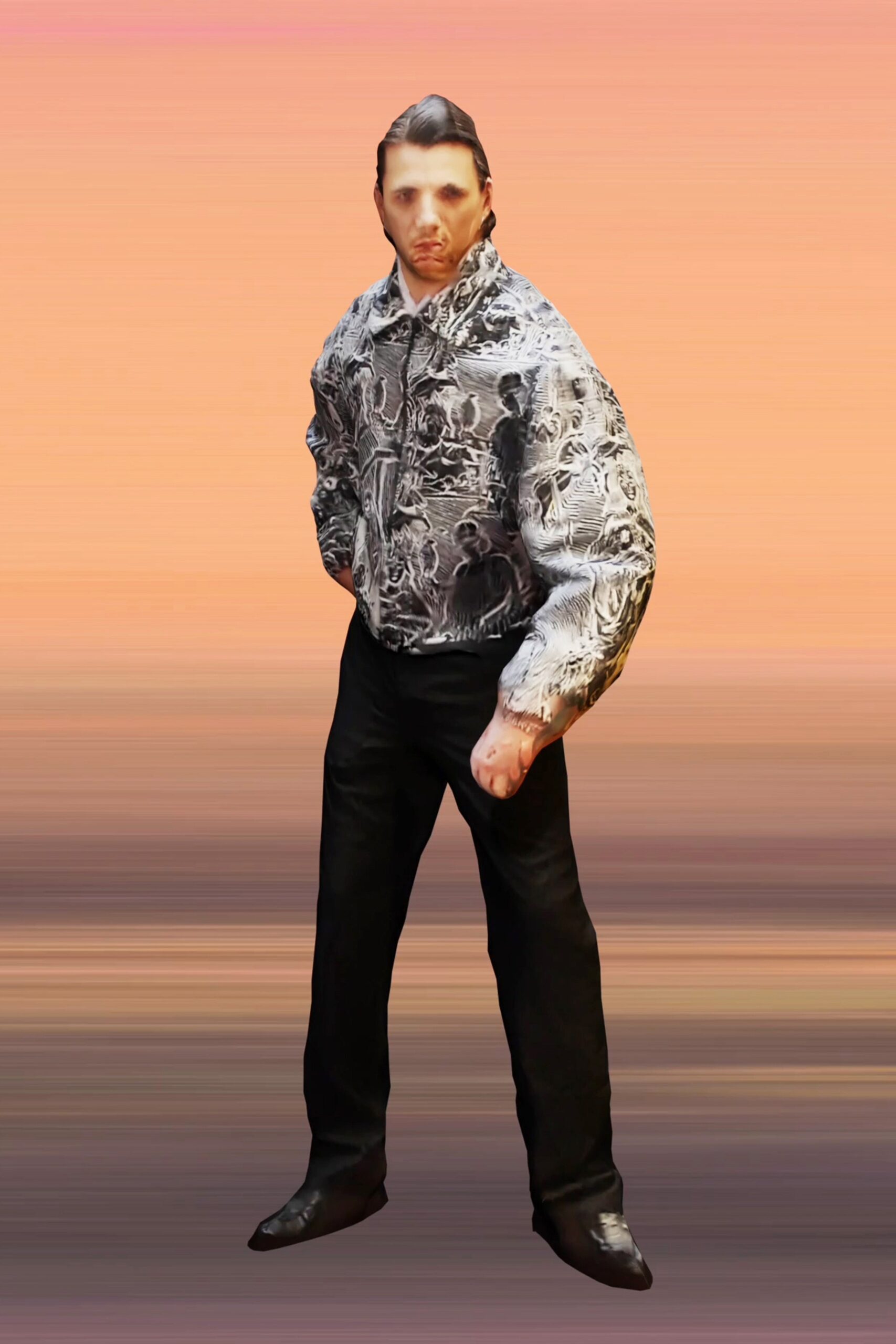 printed black and white jacket