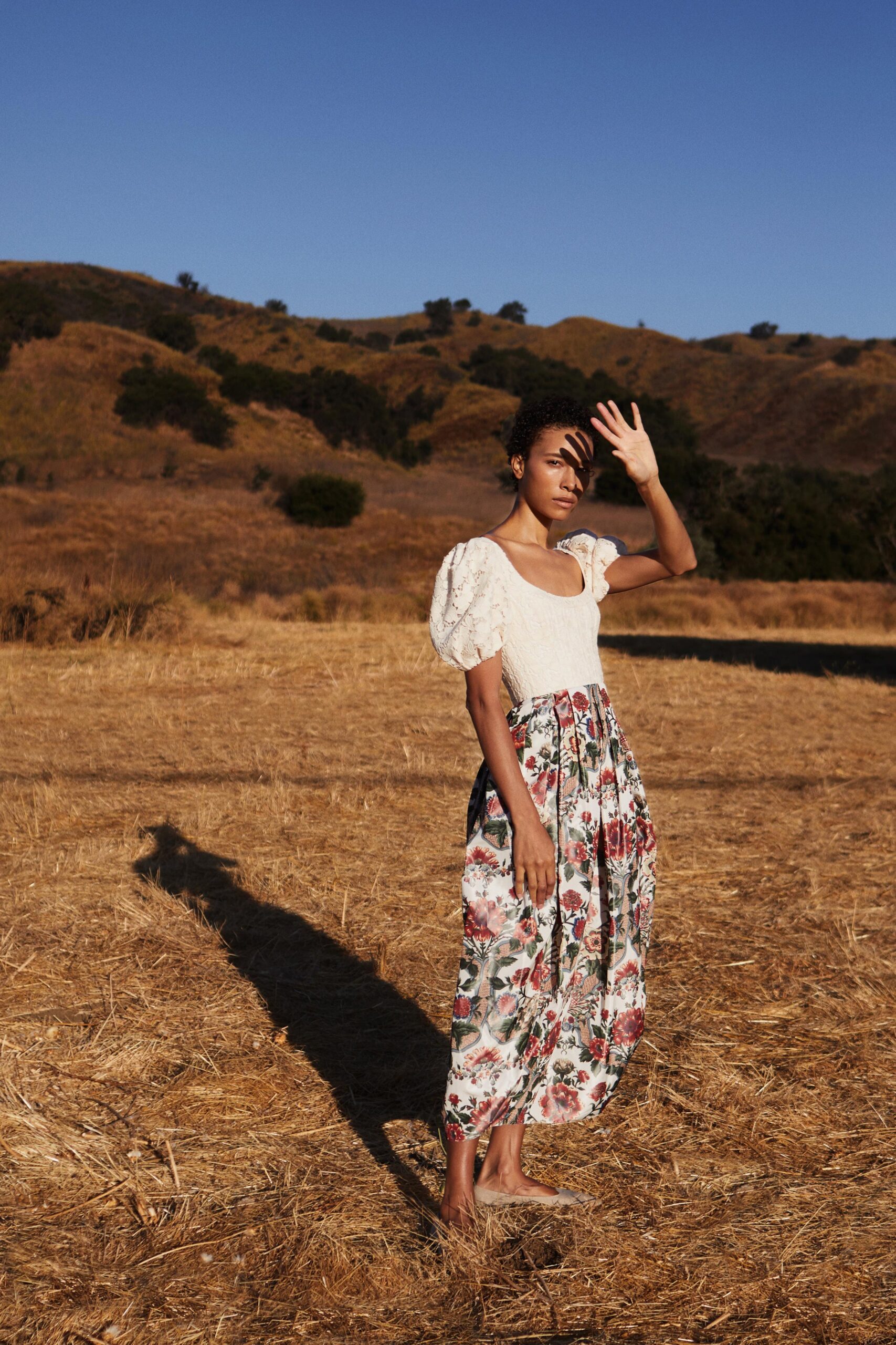 white floral lace midi dress