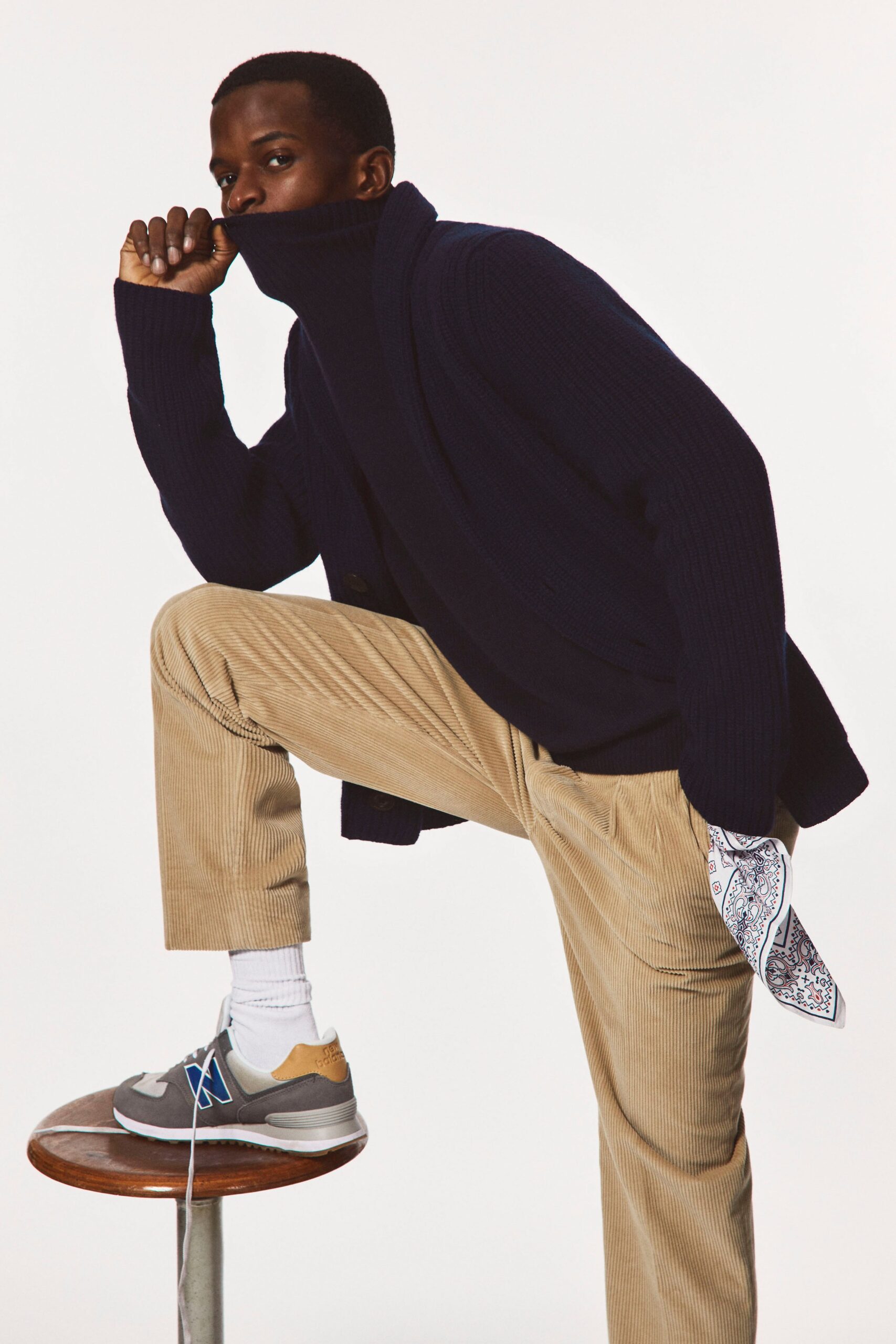 beige corduroy straight-leg textured pants