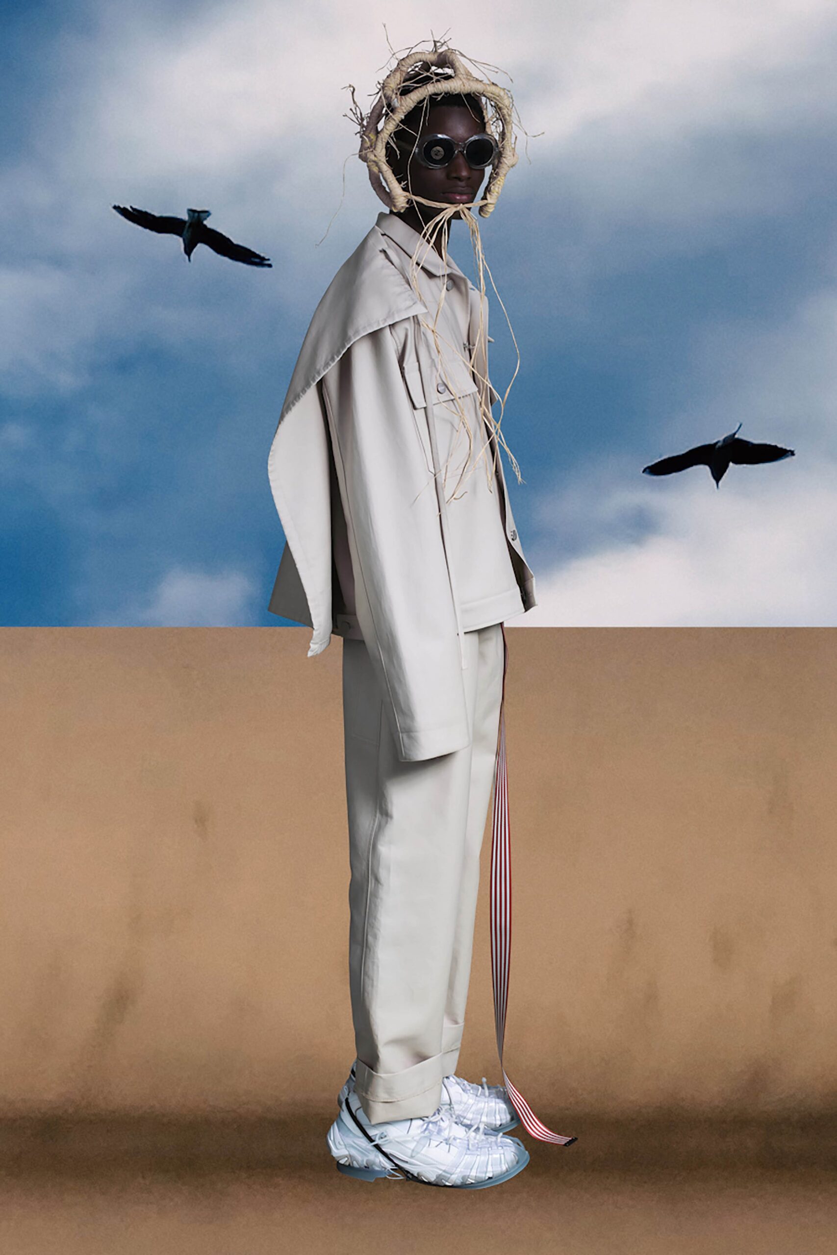 oversized ivory collared jacket