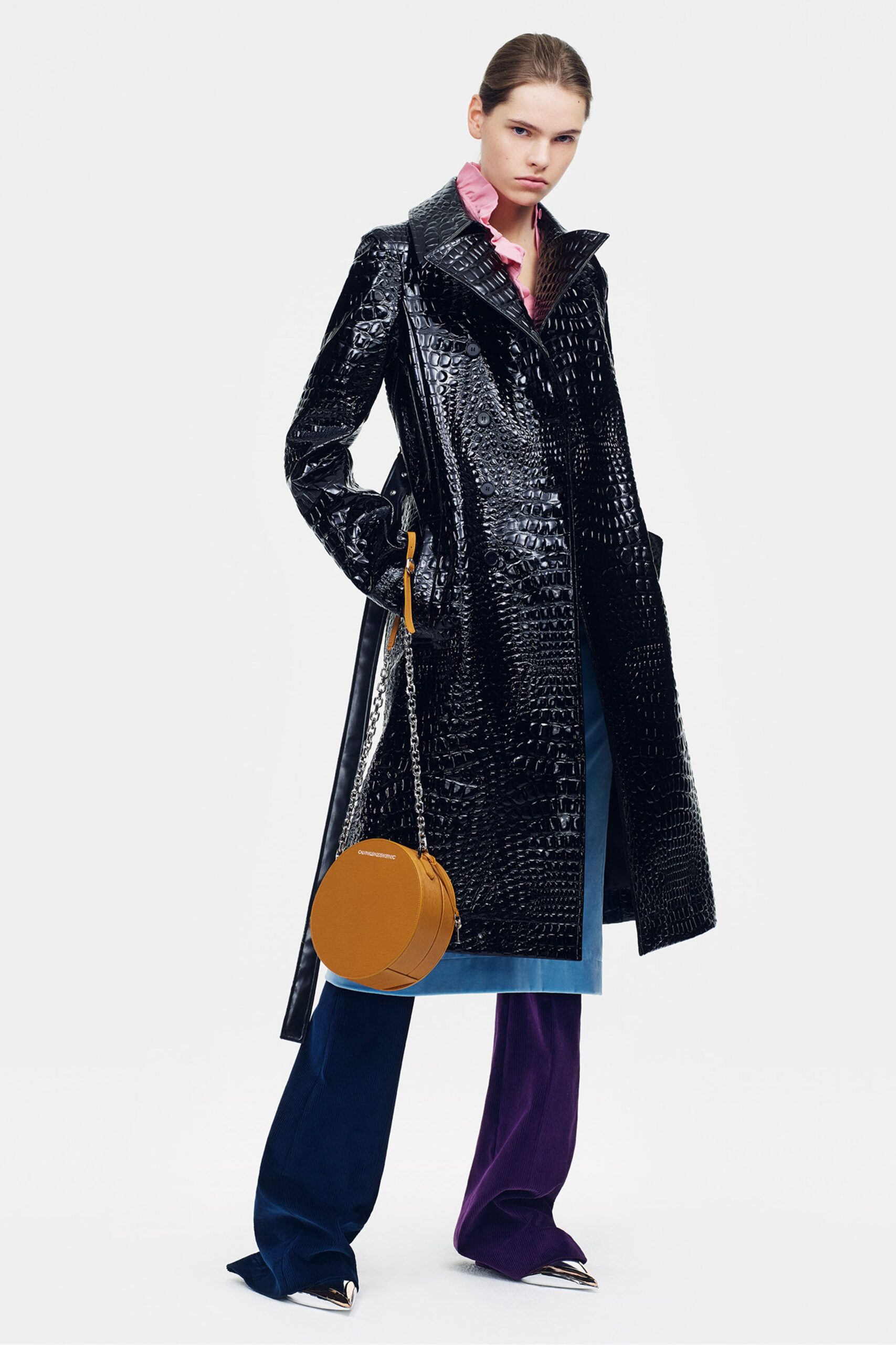 blue unknown wide-leg color-blocked textured pants