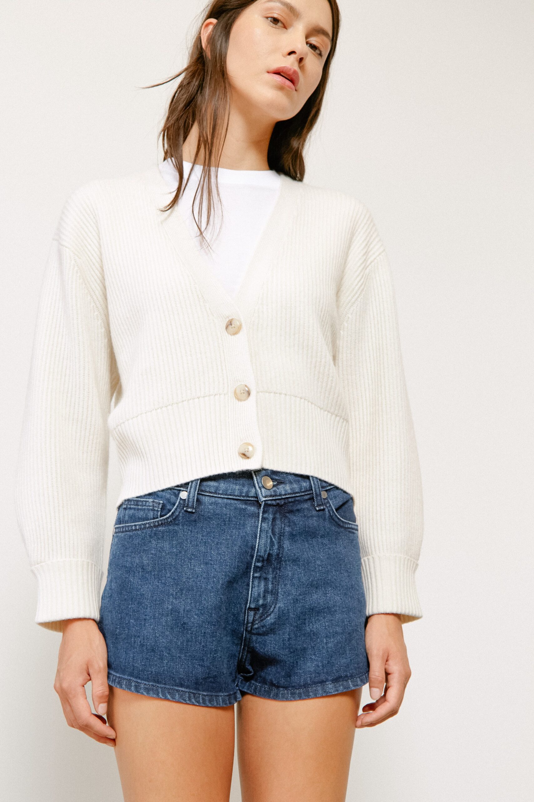 ivory ribbed knit cardigan
