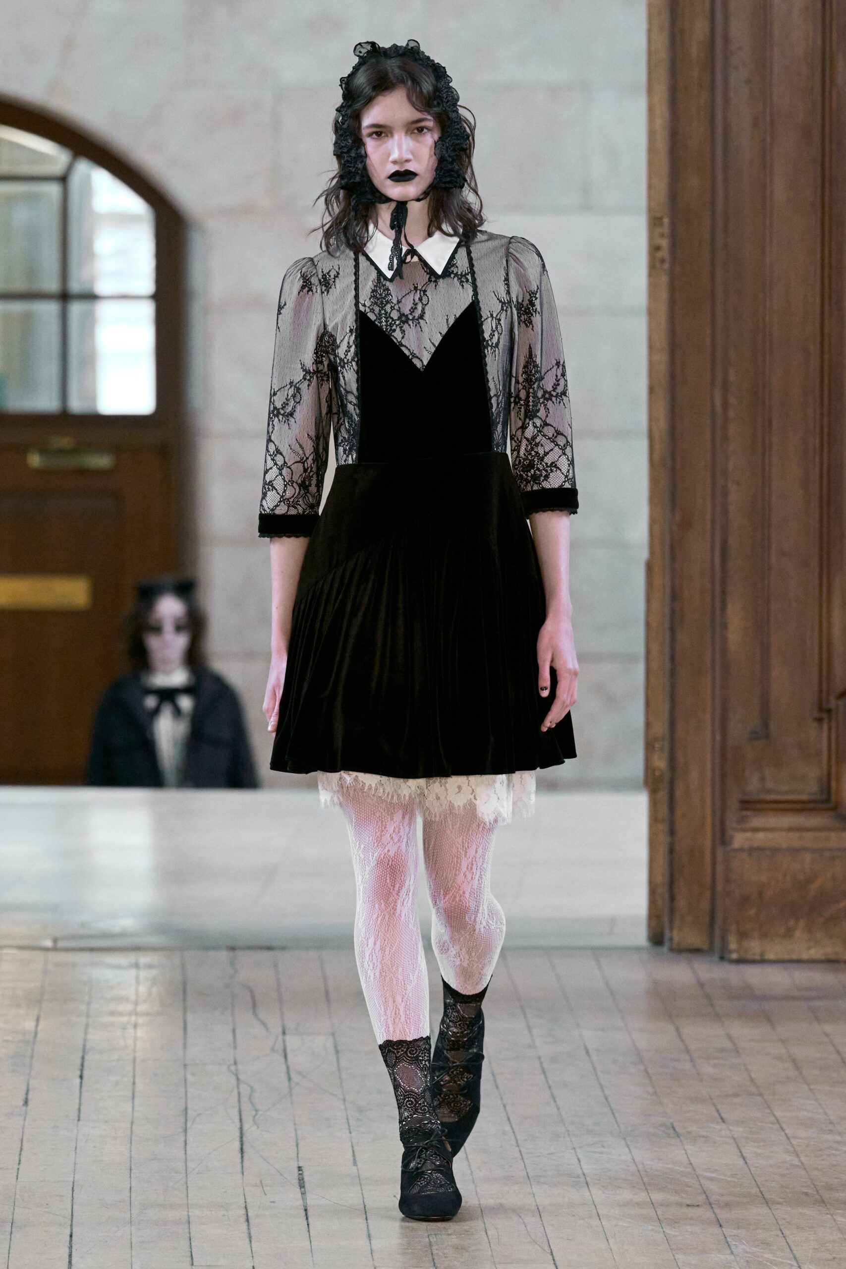 black velvet lace mini dress