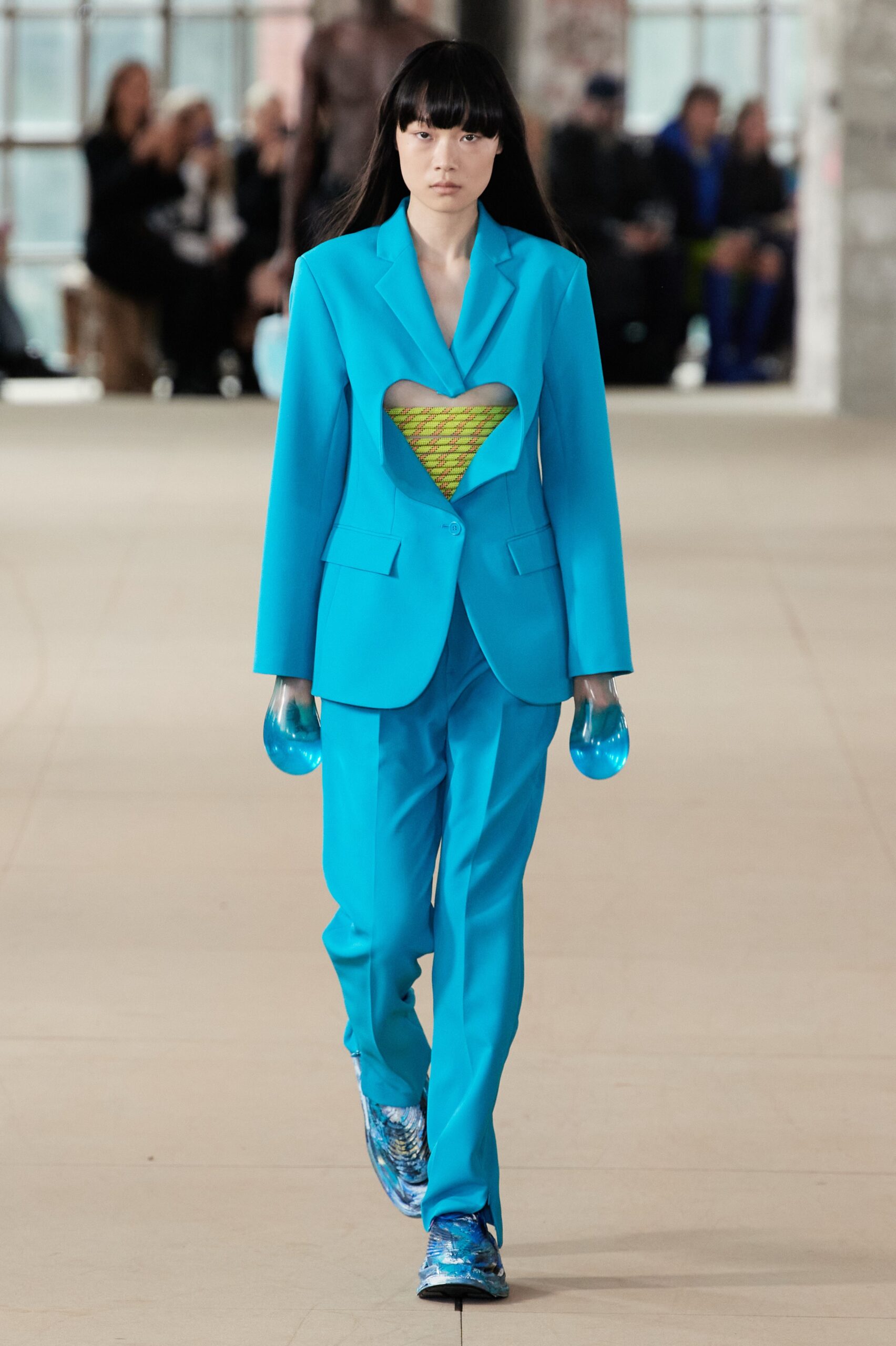 blue cutout tailored blazer