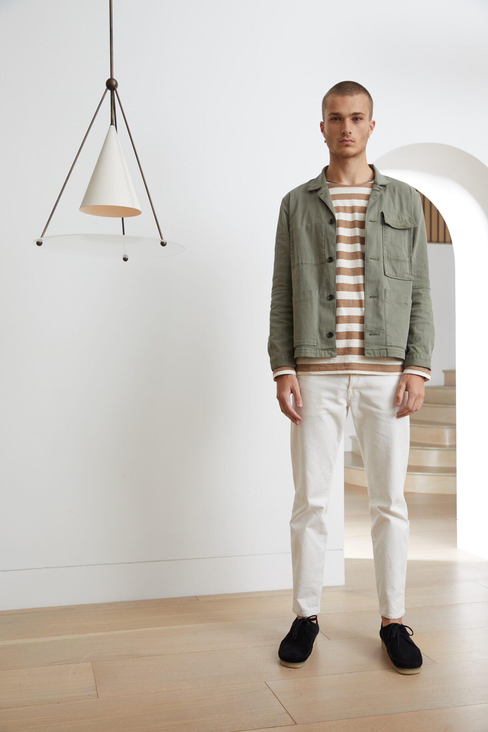 green cotton single-breasted jacket