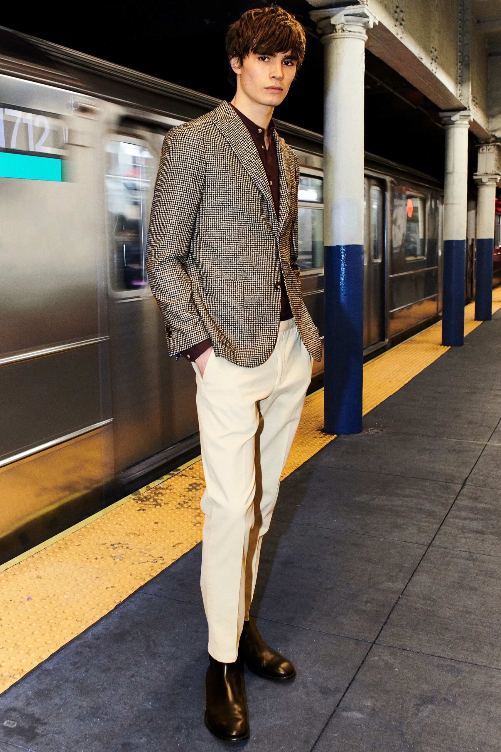 houndstooth tailored single-breasted blazer