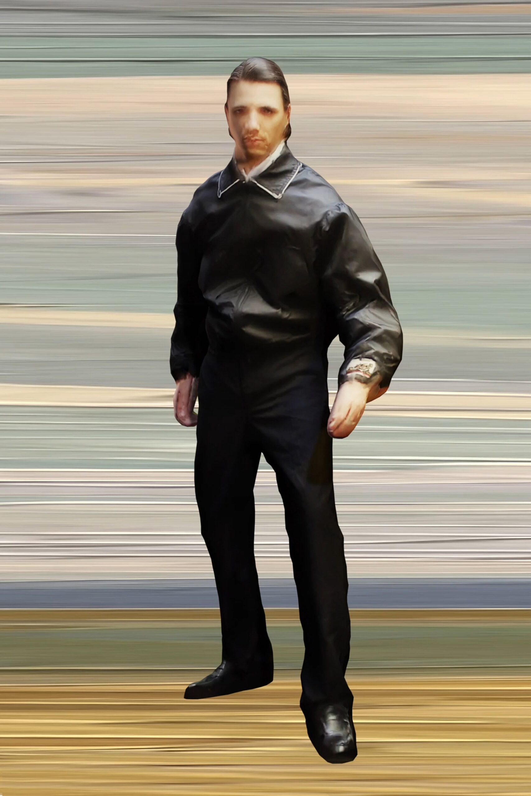 black shiny collared jumpsuit