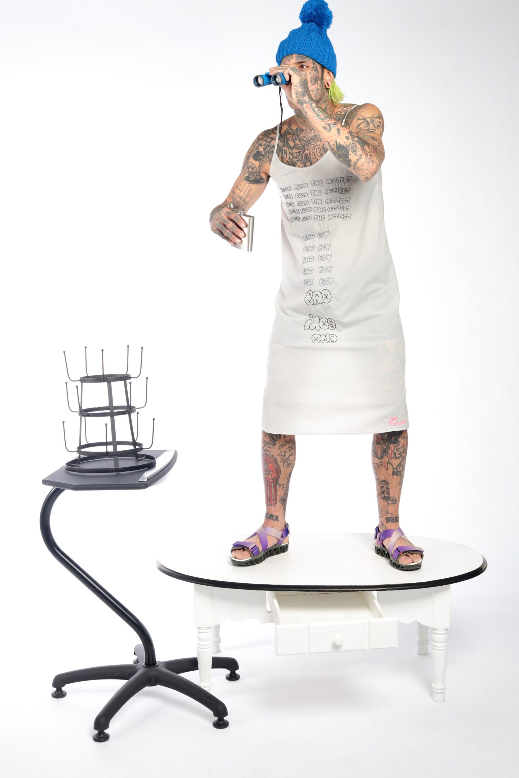 white printed spaghetti-strap midi-dress