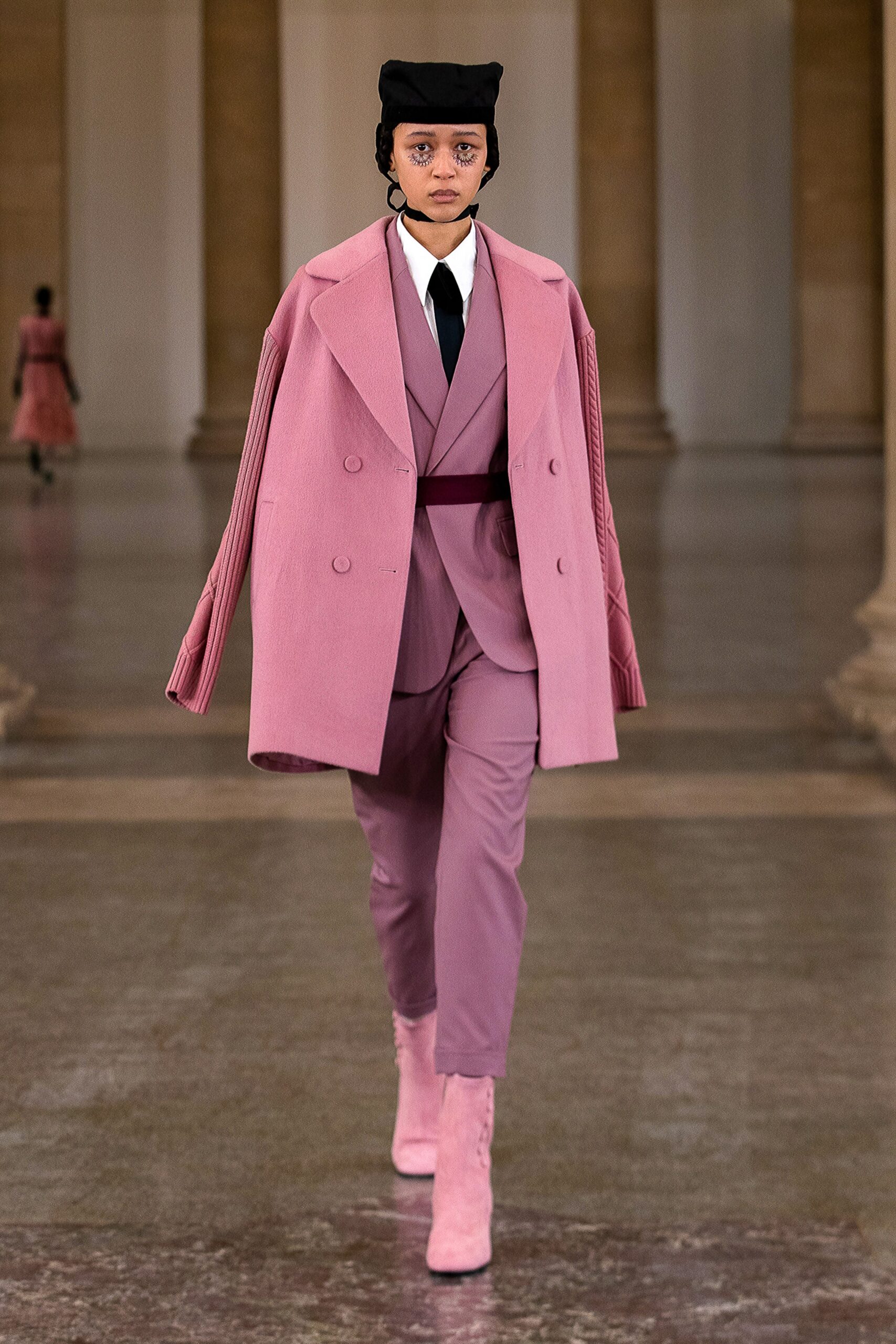 oversized pink double-breasted coat