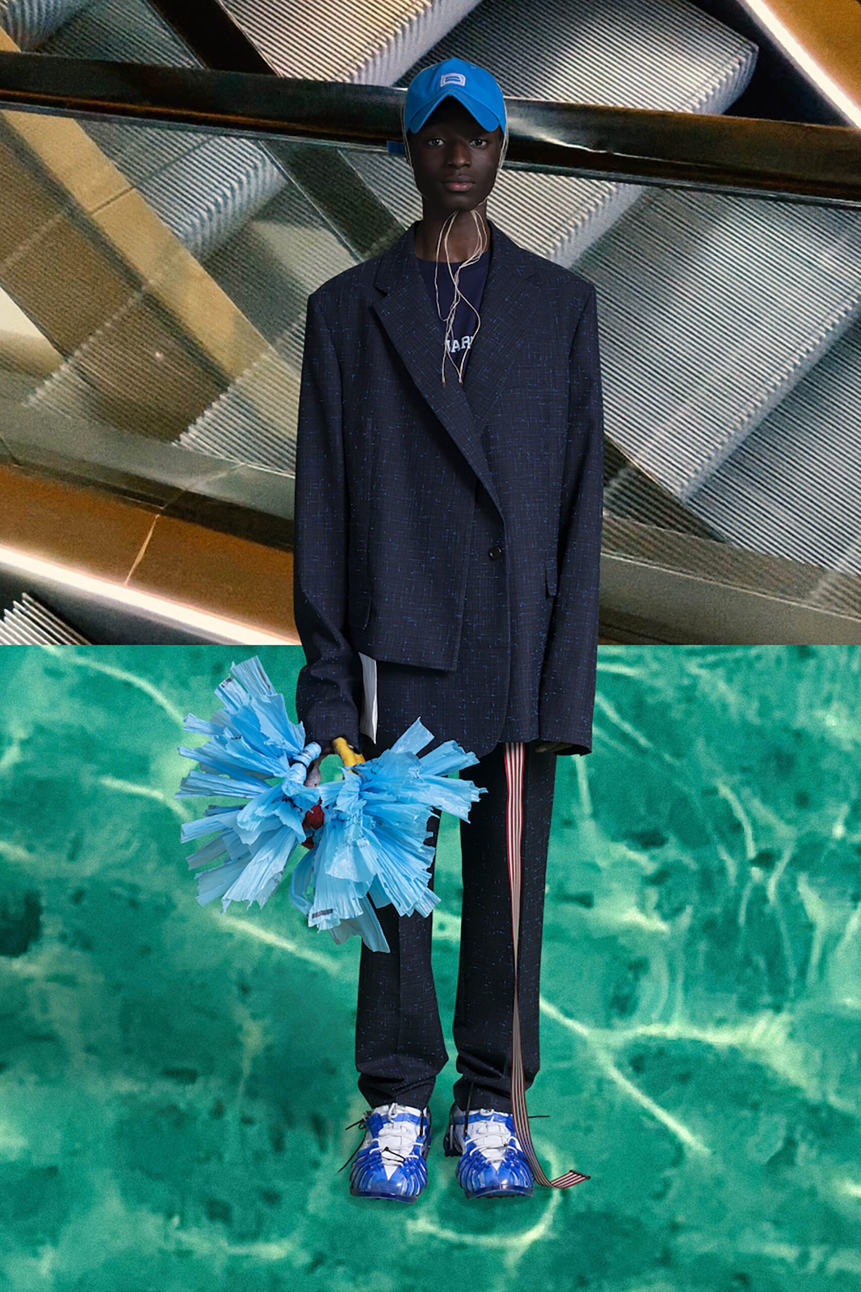 oversized blue single-breasted blazer
