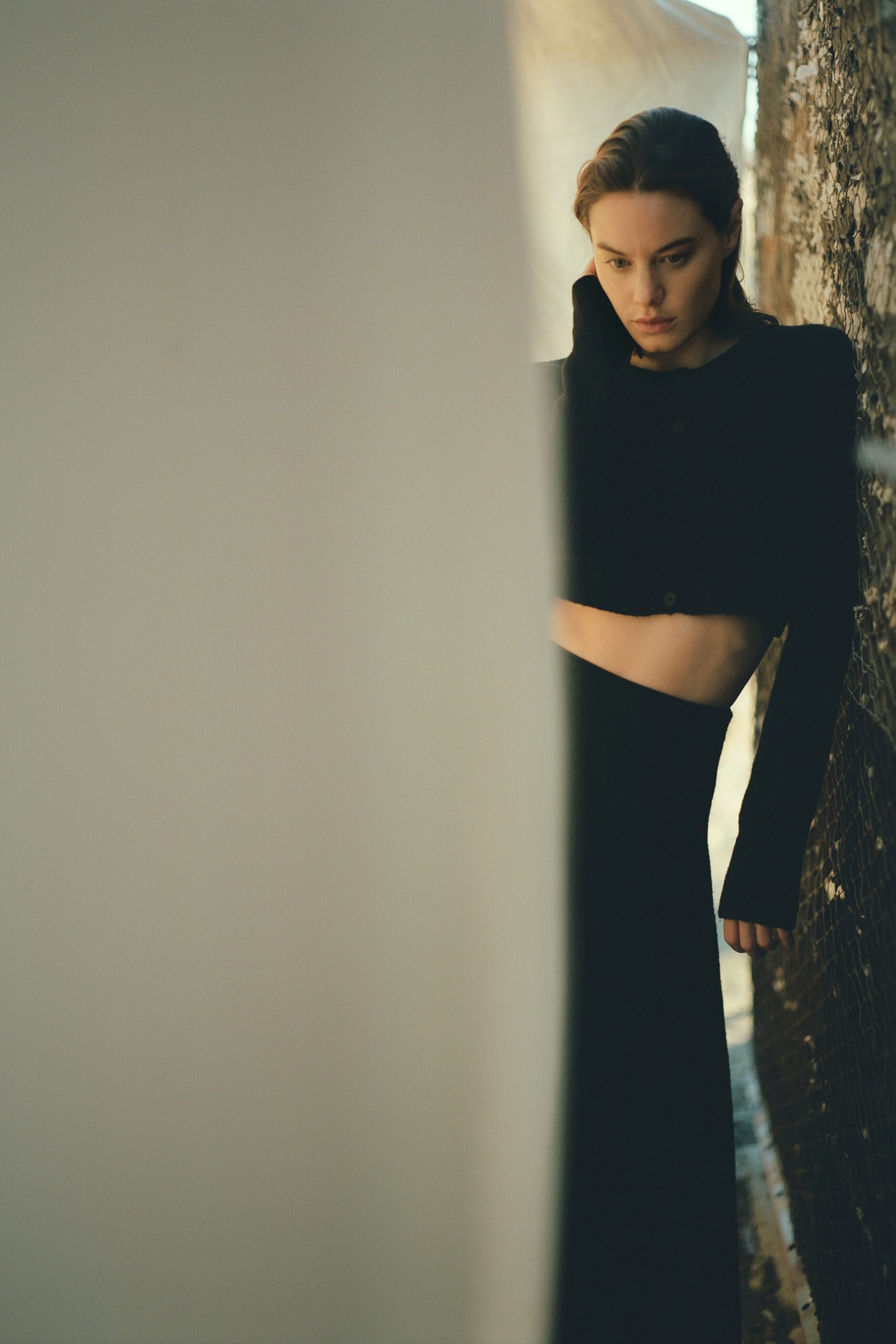black cropped knit cardigan