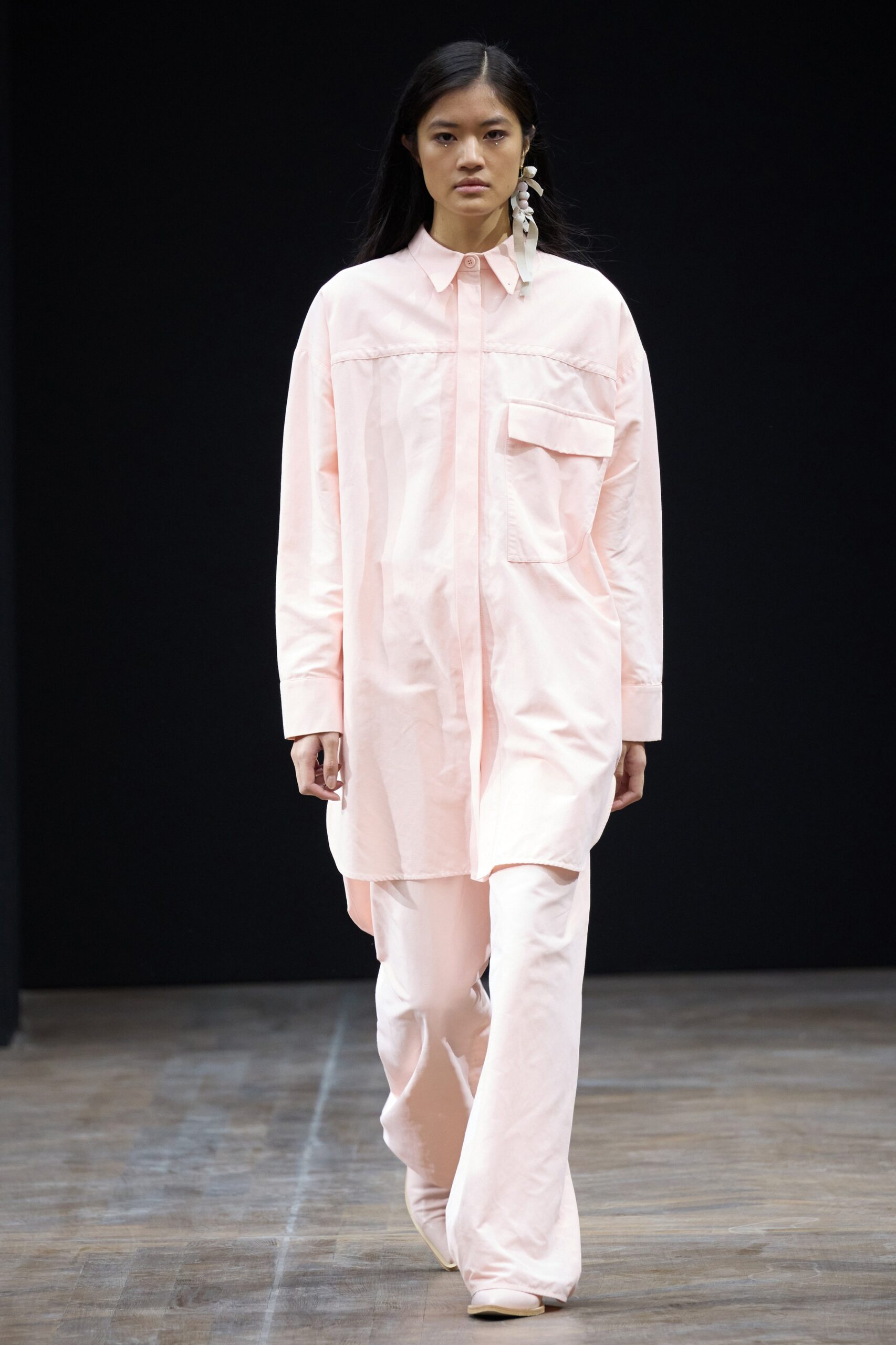 oversized pale pink collared shirt