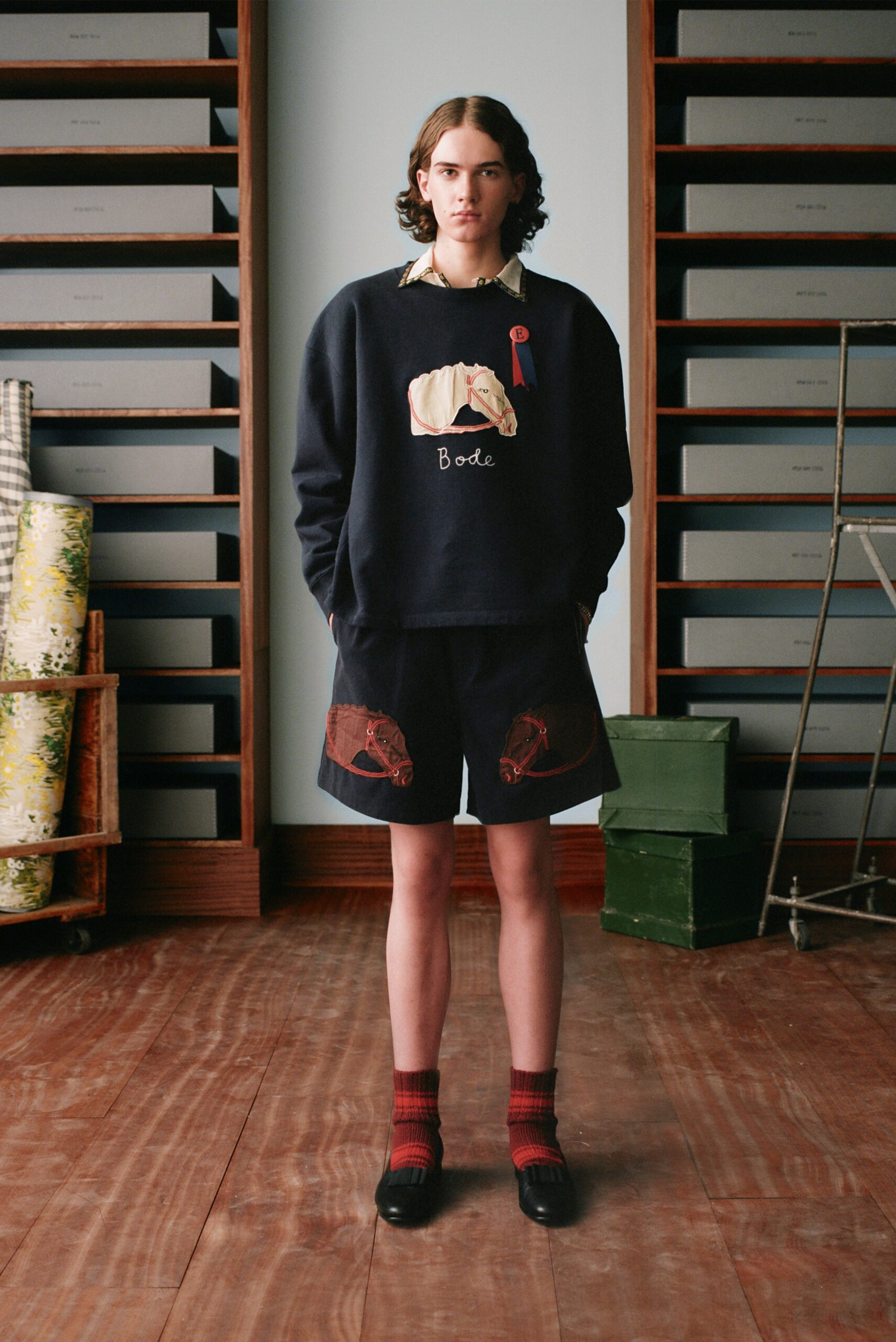 red knit striped crew socks