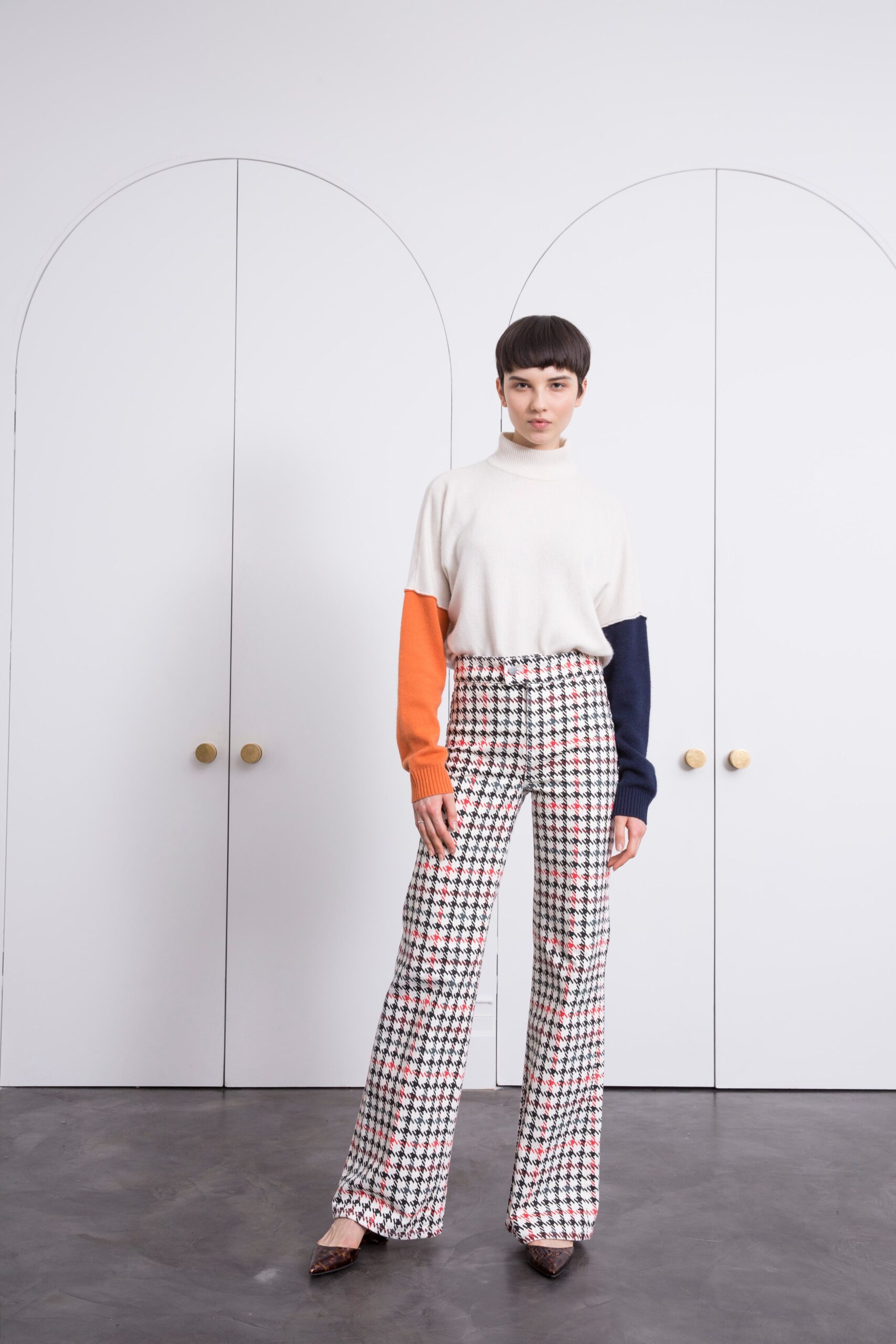 color-block turtleneck knit sweater