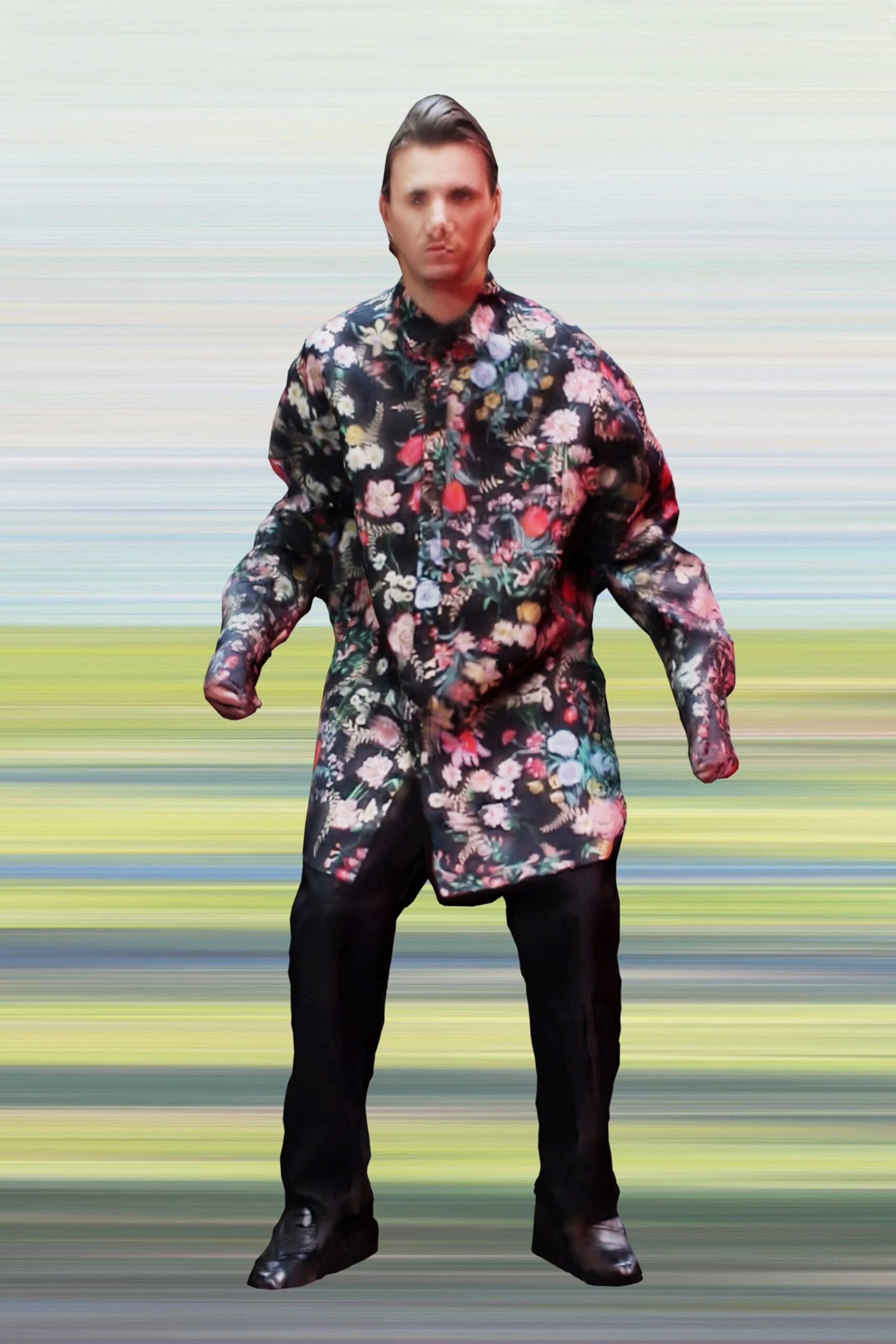 black floral oversized shirt