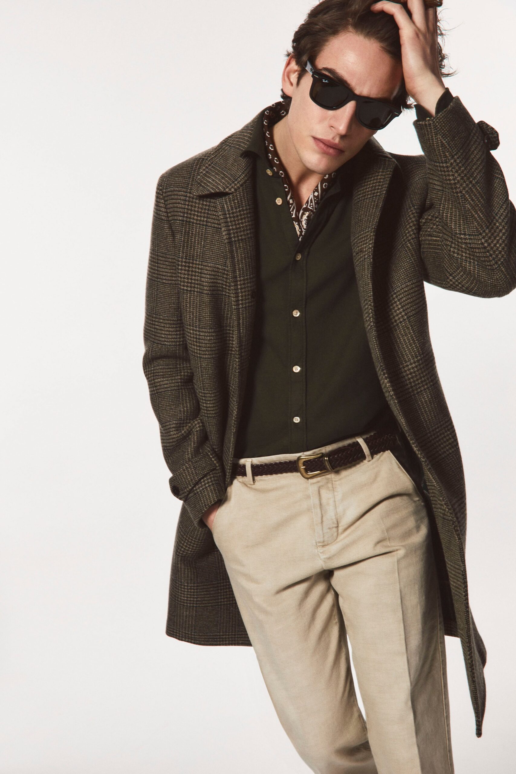 brown checked wool coat