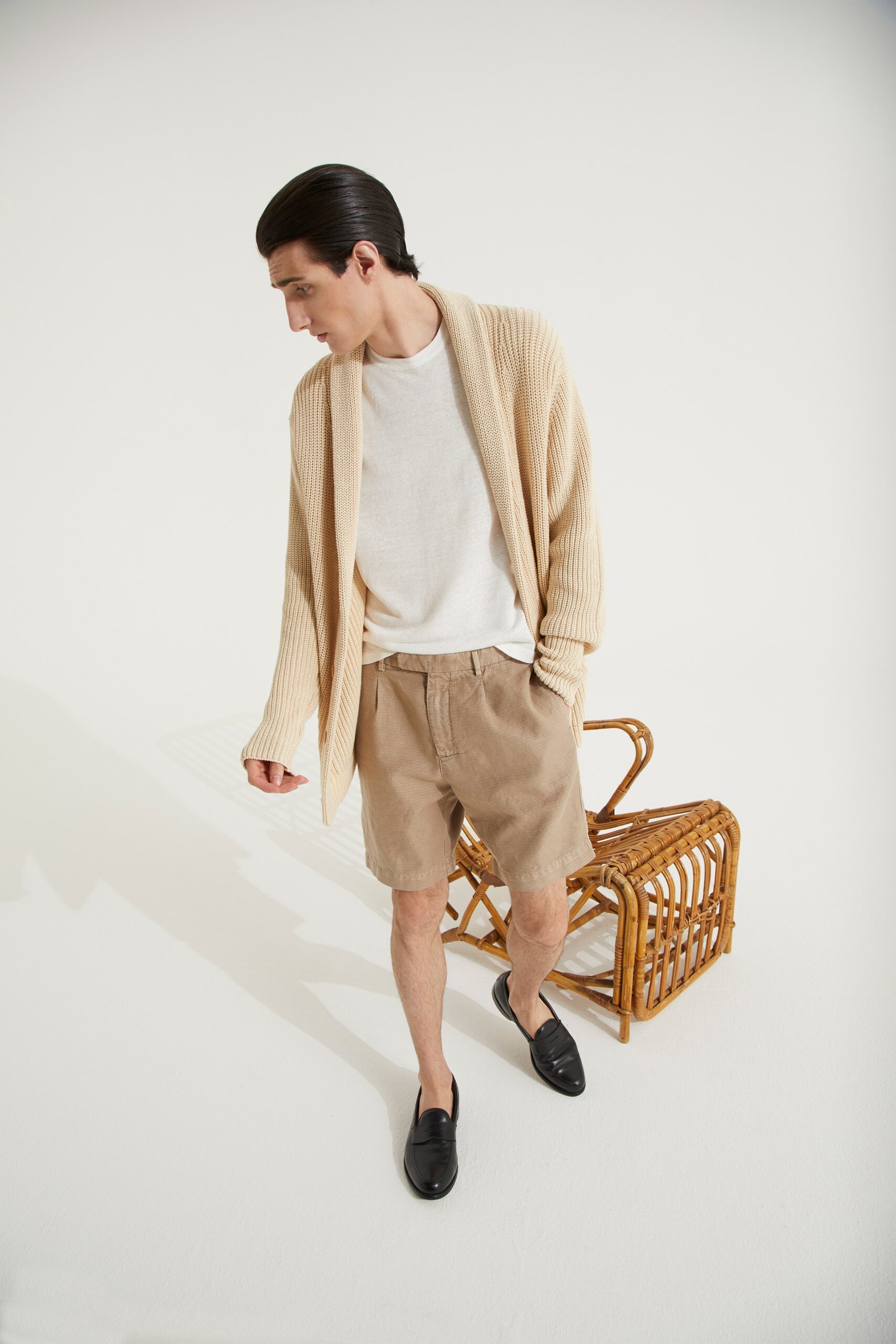 beige ribbed knit cardigan