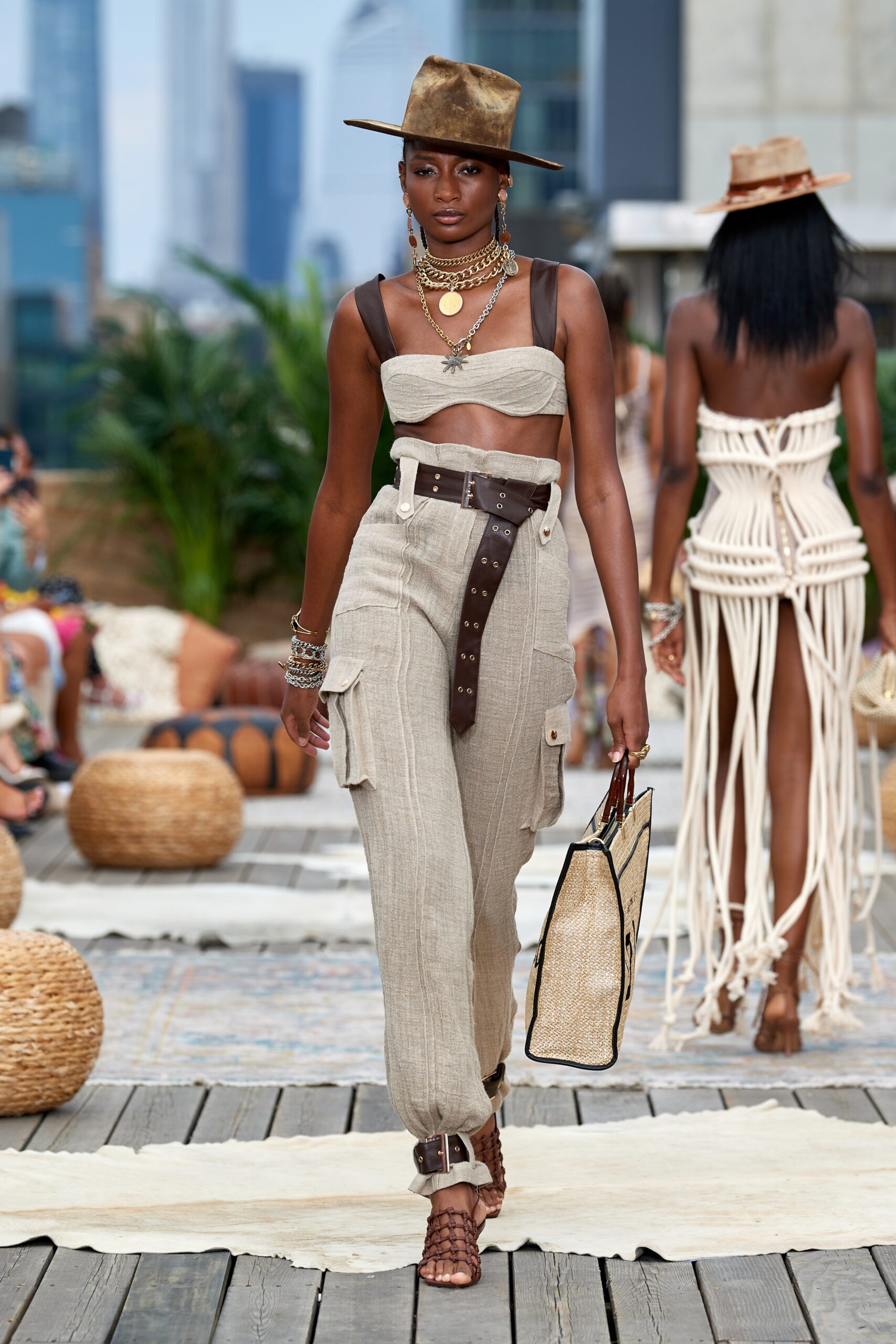 beige straw textured bag