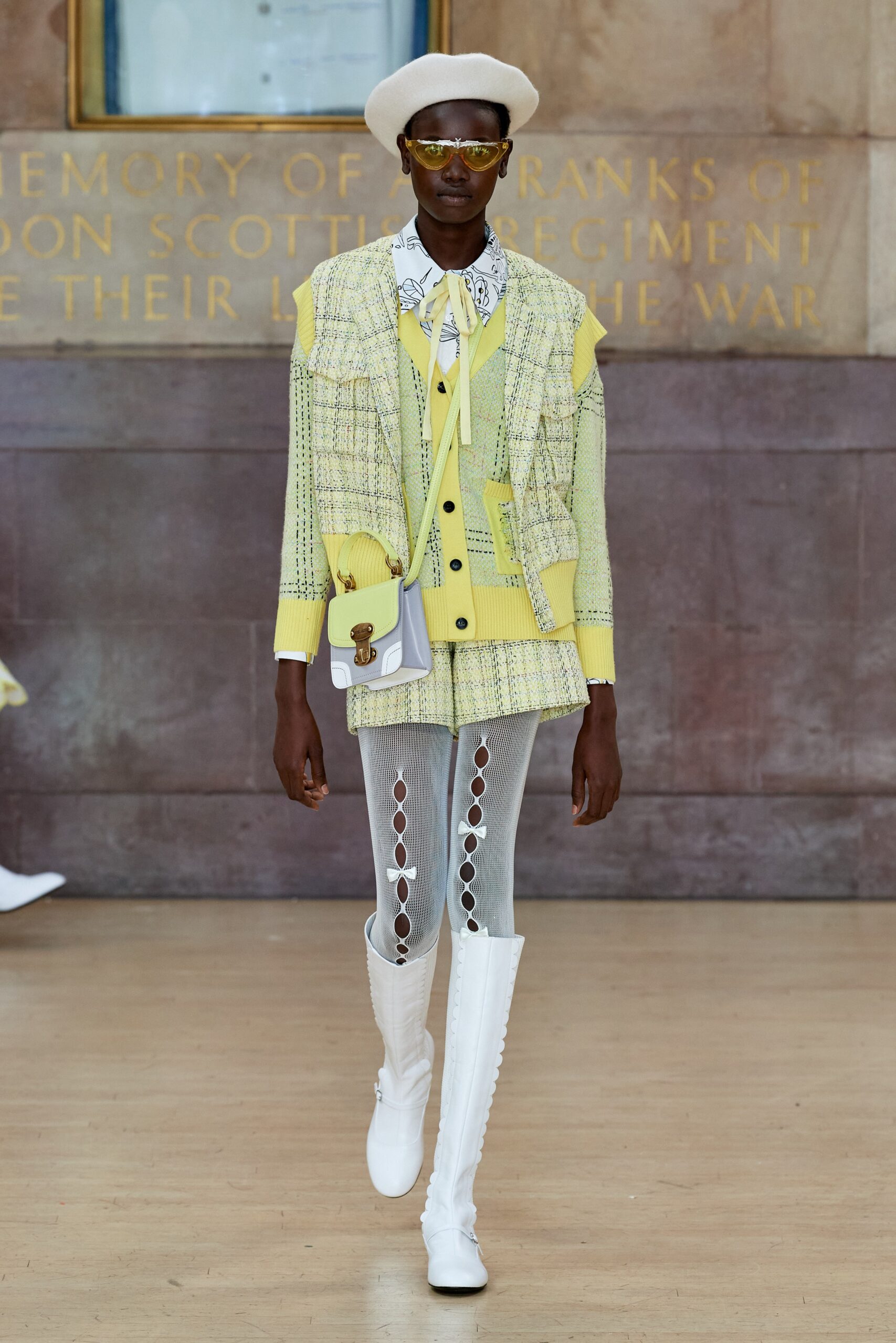 yellow checked tweed jacket