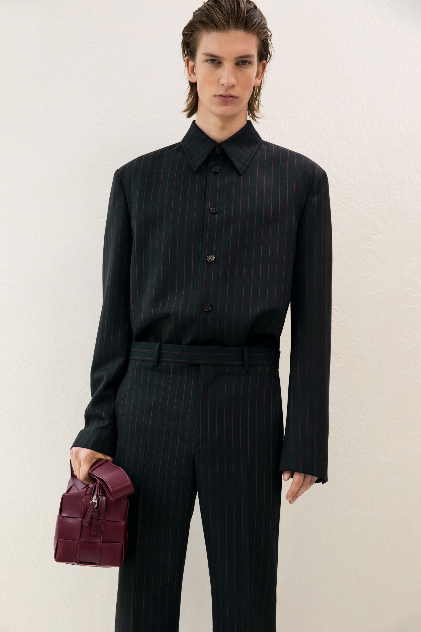 maroon leather bag
