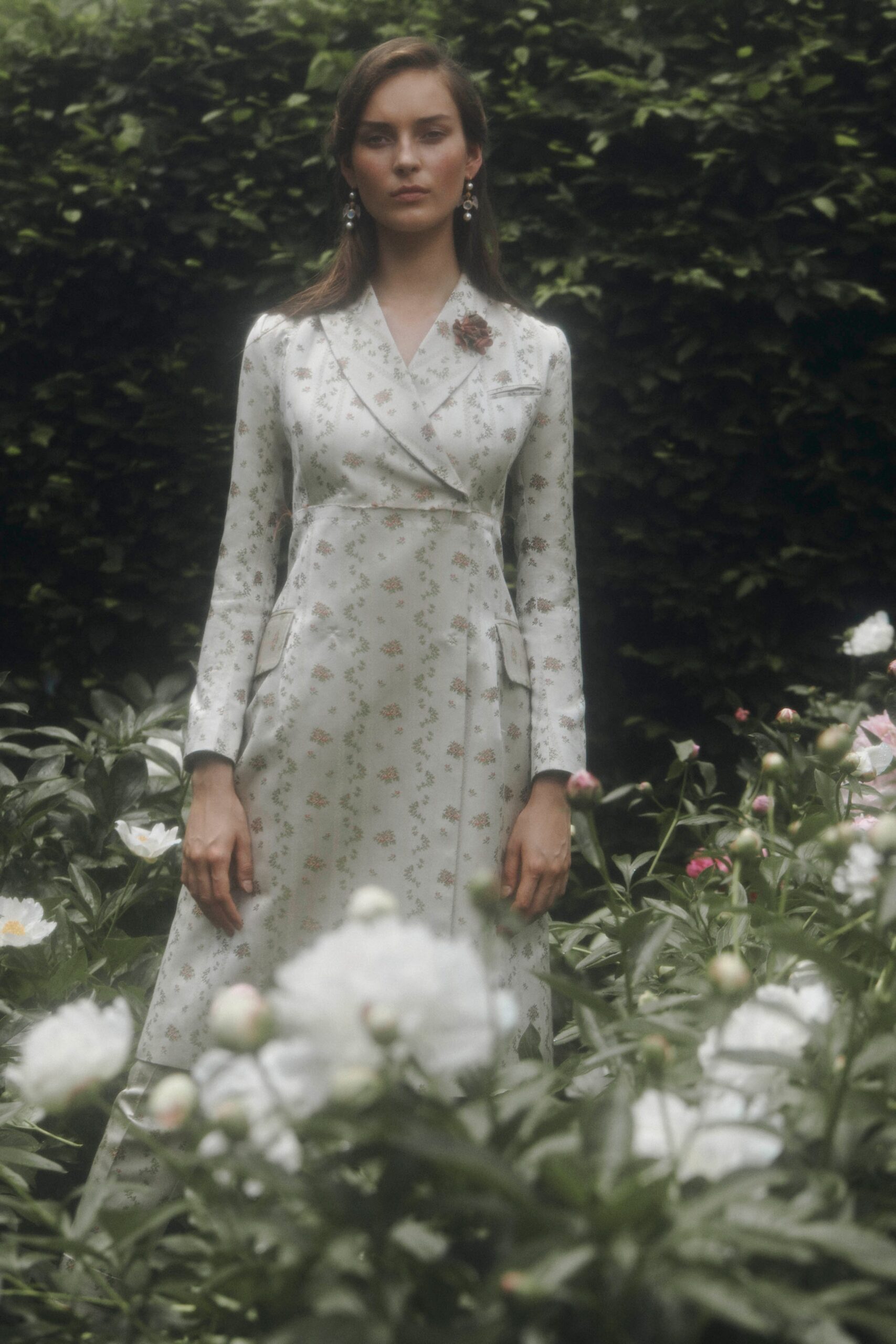 ivory floral collared maxi dress
