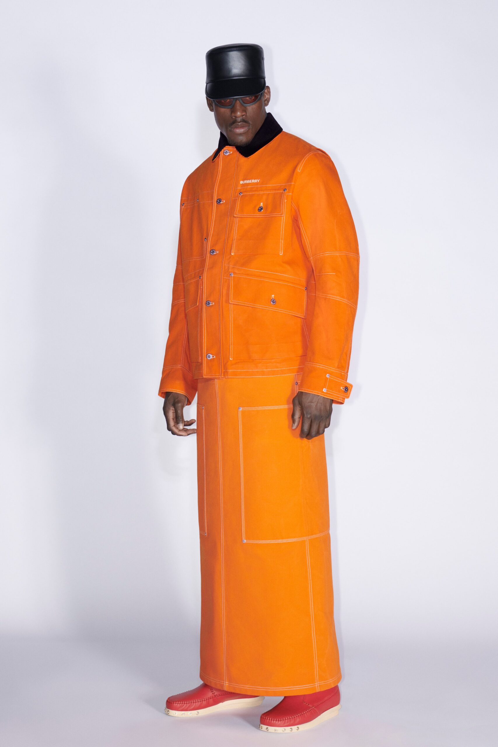 orange unknown straight-leg maxi skirt