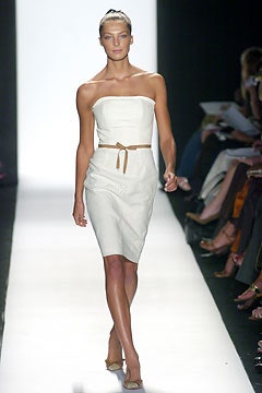 strapless ivory belted mini dress