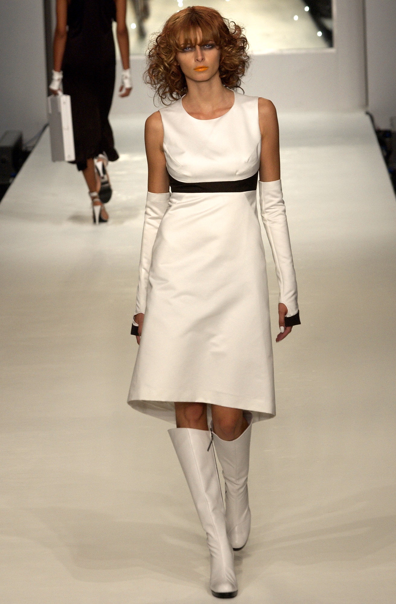 white color-blocked satin dress