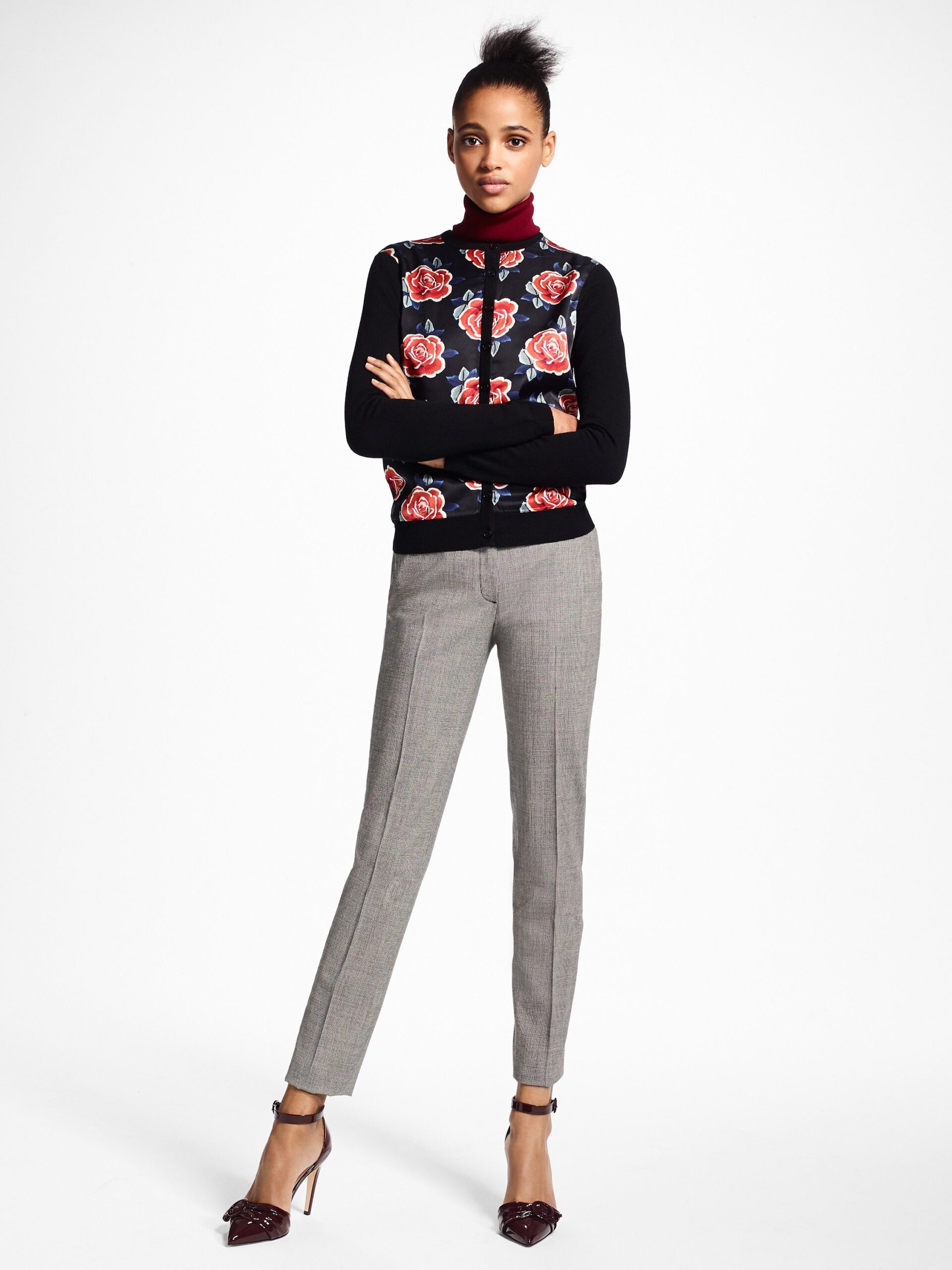 black floral knit cardigan