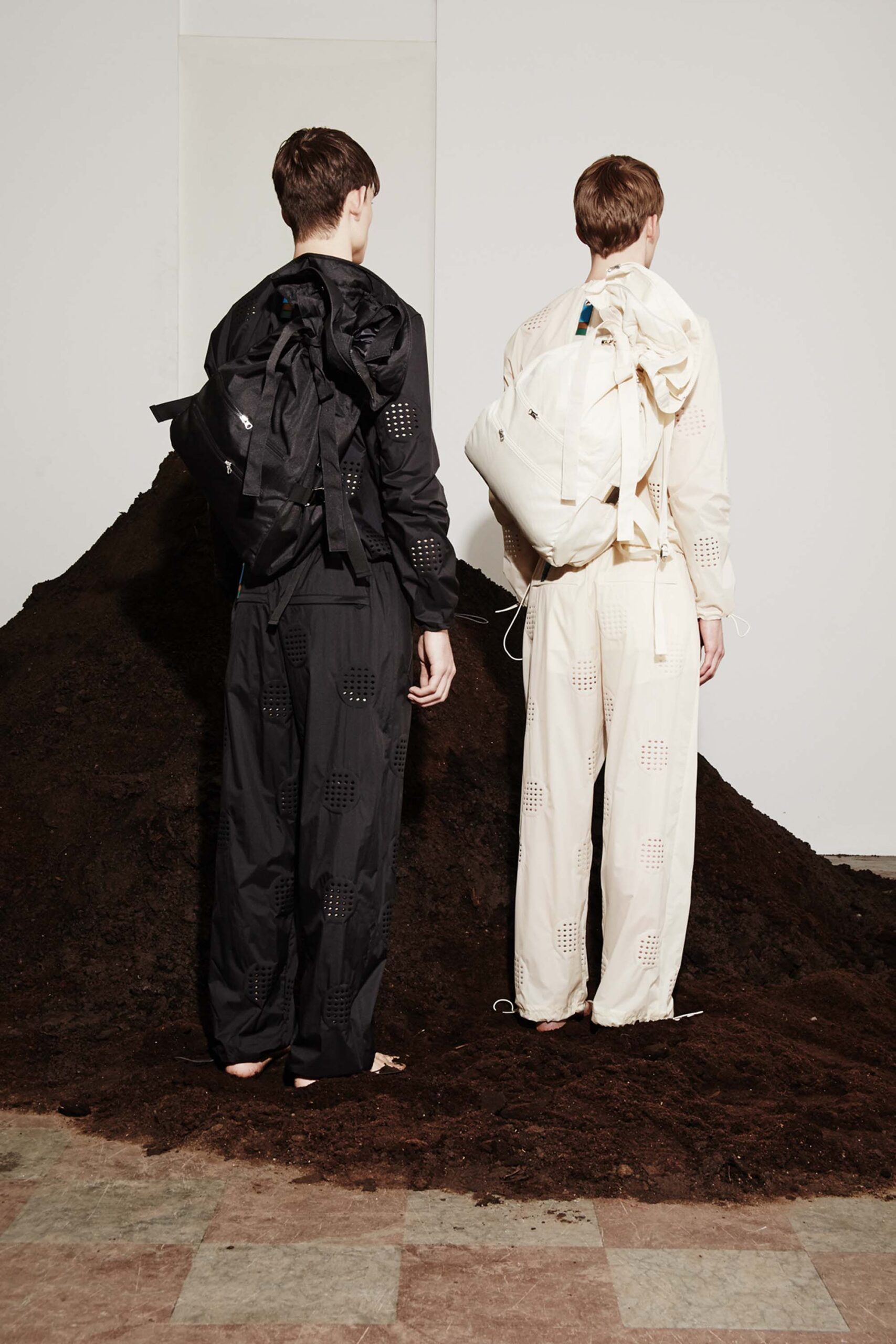 black perforated nylon jumpsuit