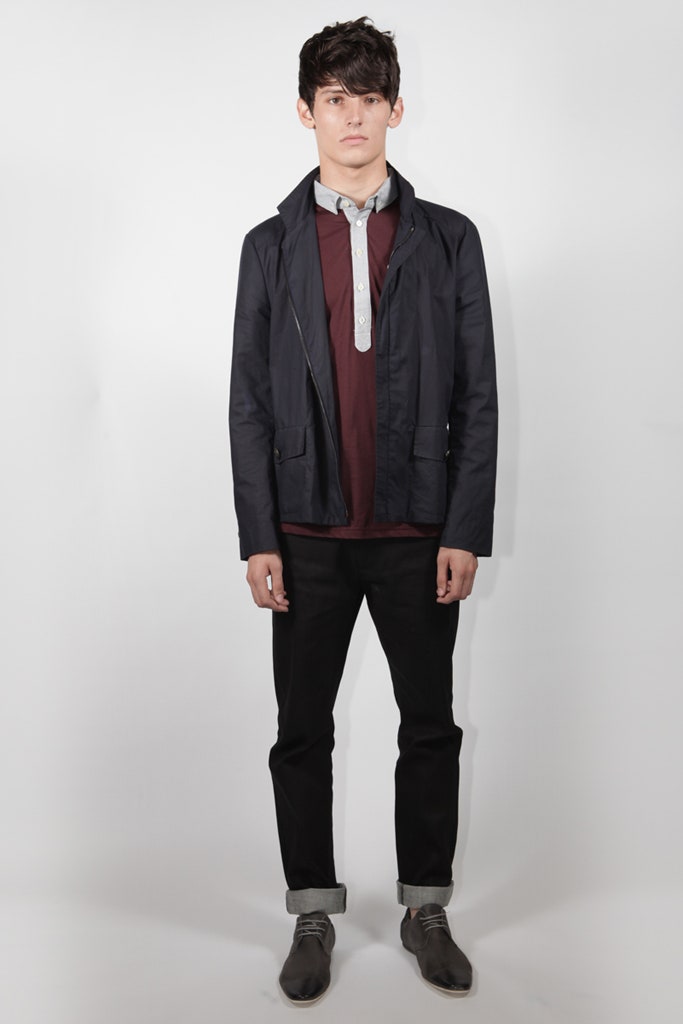 black zip-front collared jacket