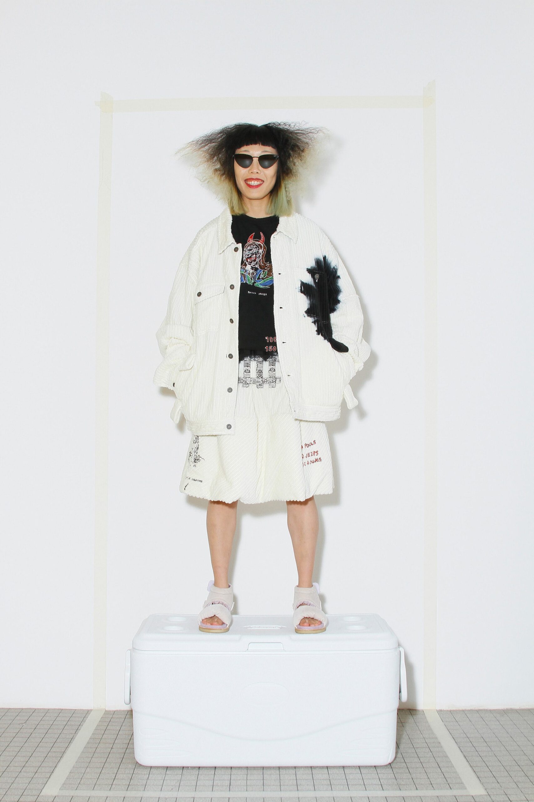 oversized white textured jacket