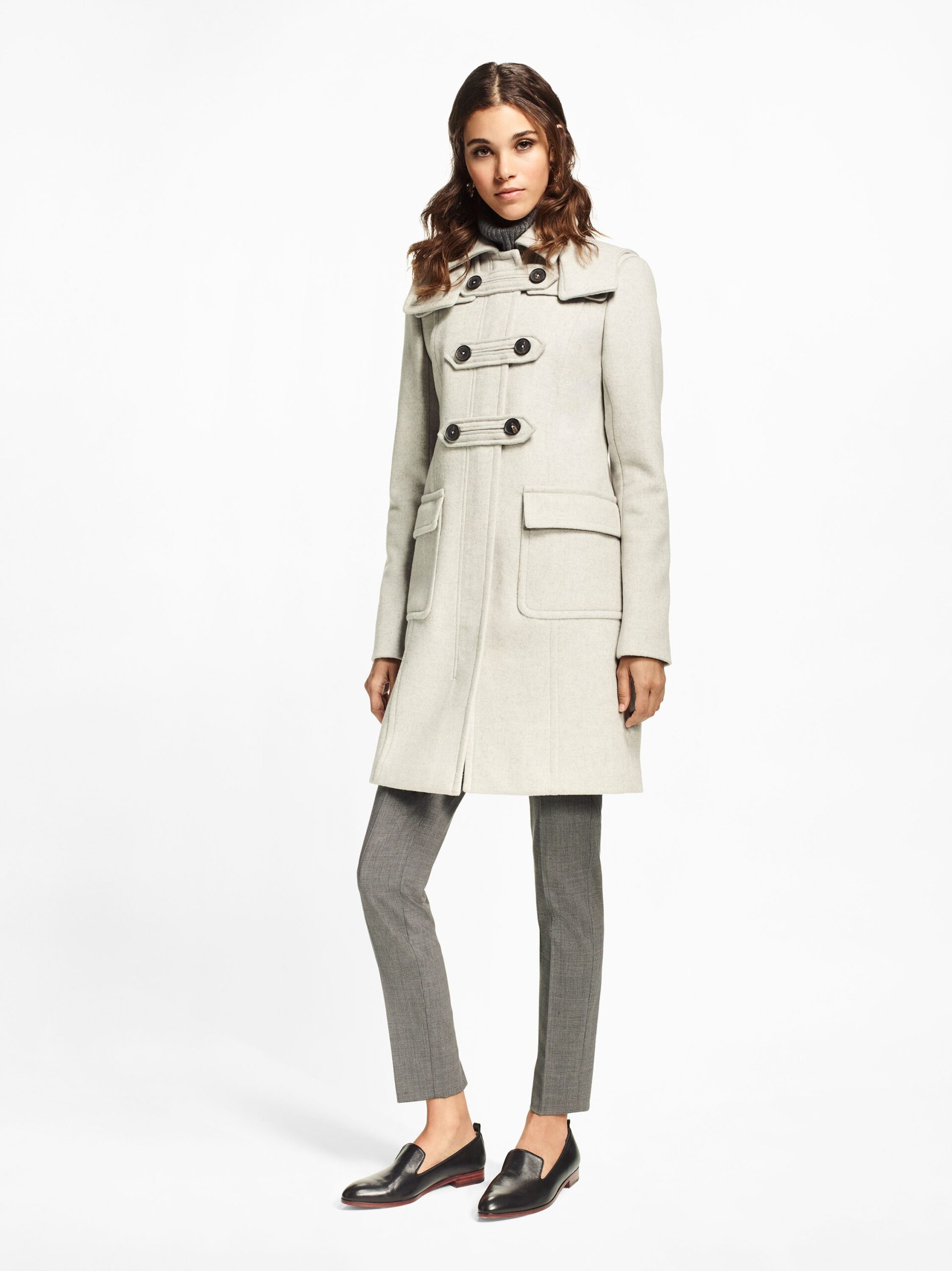 ivory toggle-front wool coat
