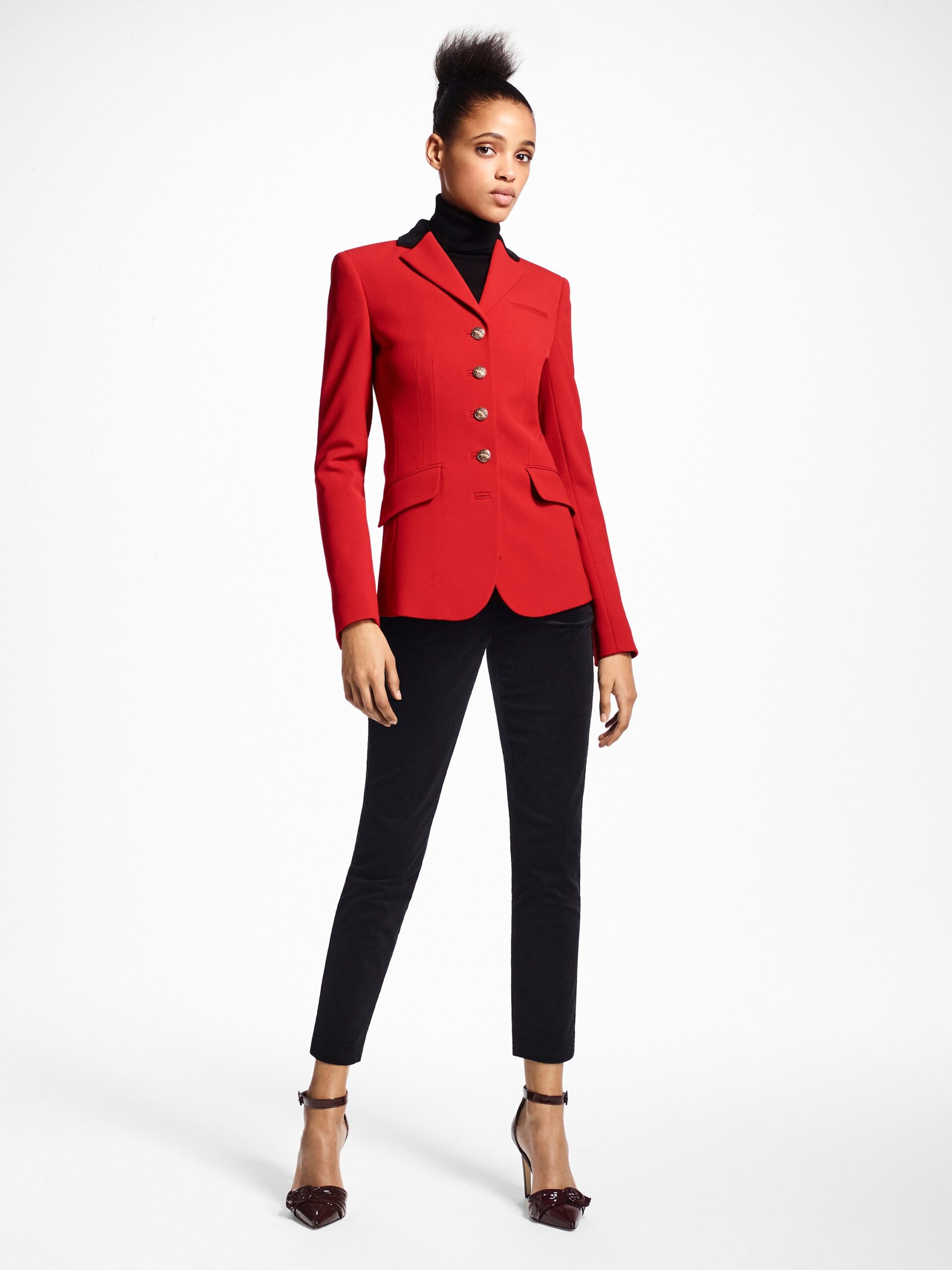 red tailored single-breasted blazer